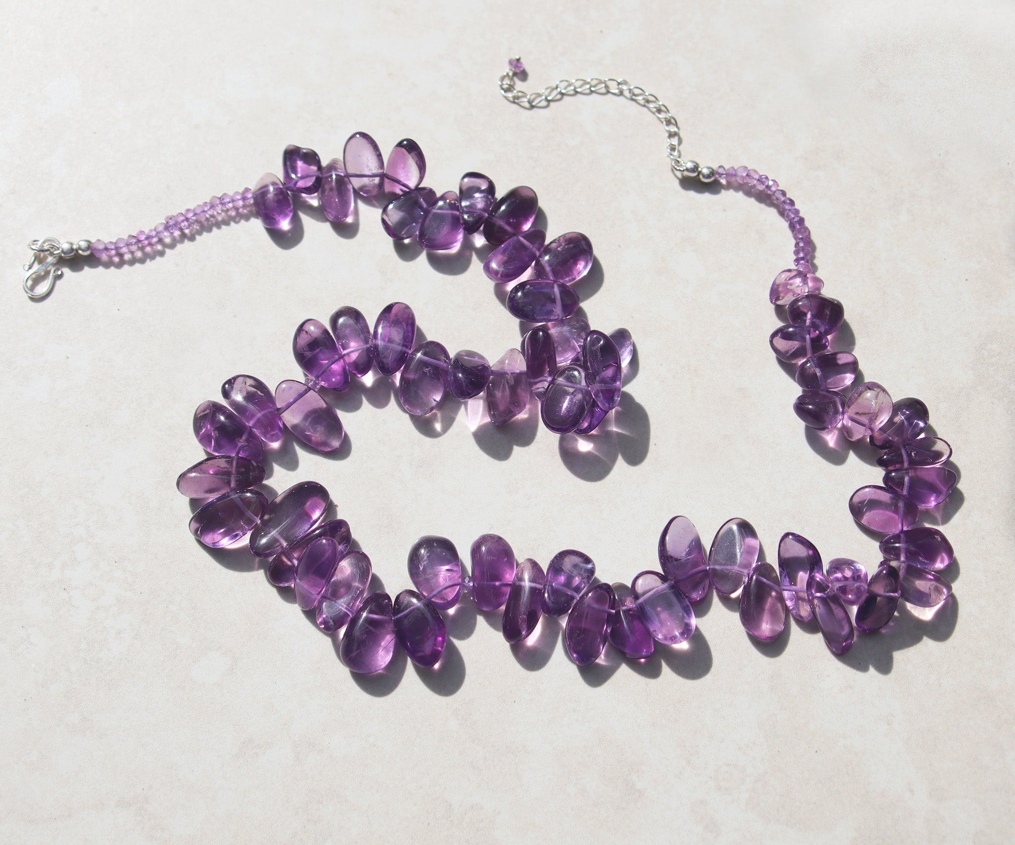 Silver Amethyst scatter necklace