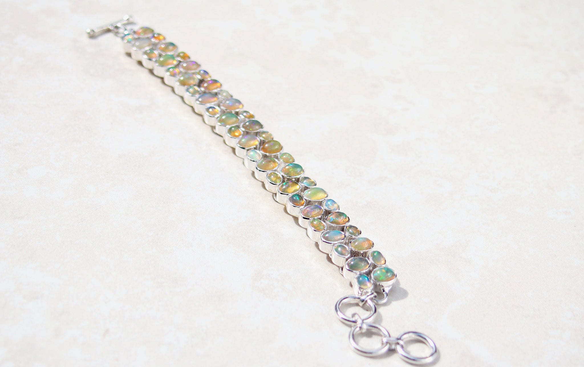 Silver Ethiopian opal  bracelet