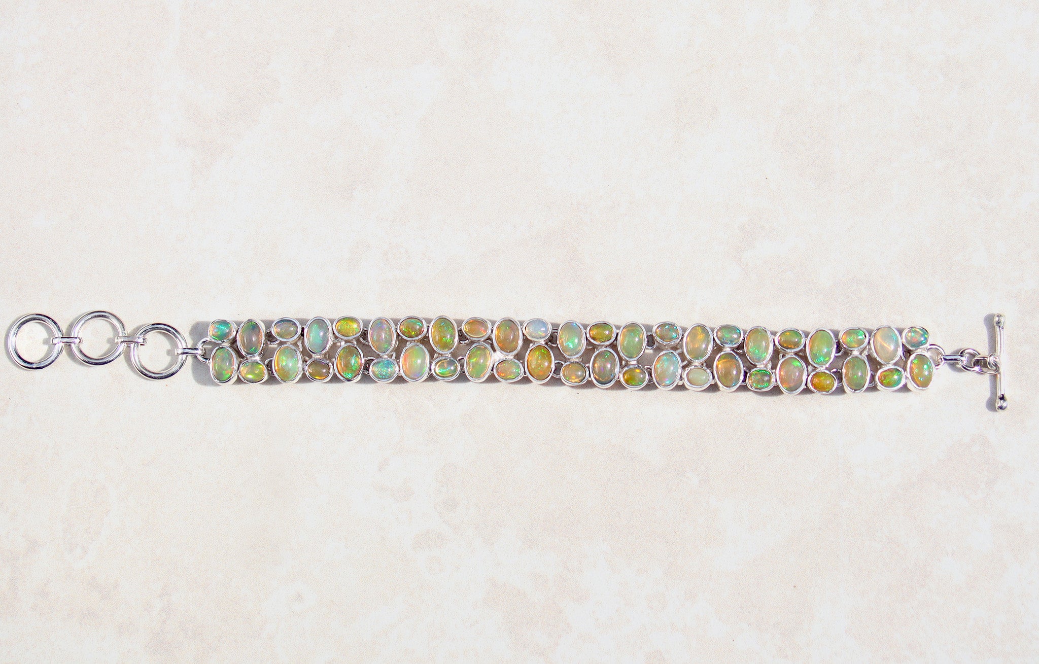 Silver Ethiopian opal  bracelet