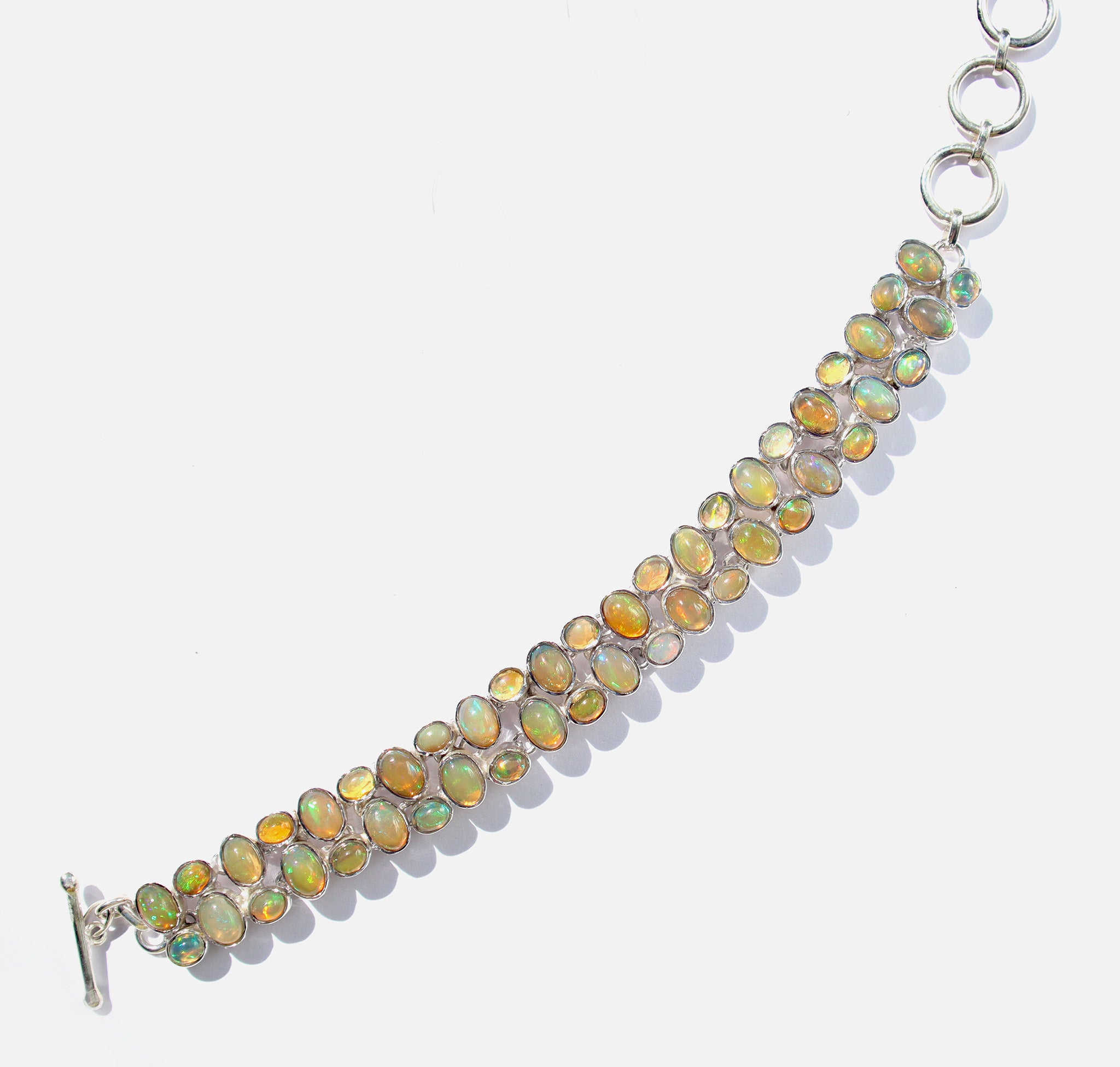 Silver Ethiopian opal bracelet