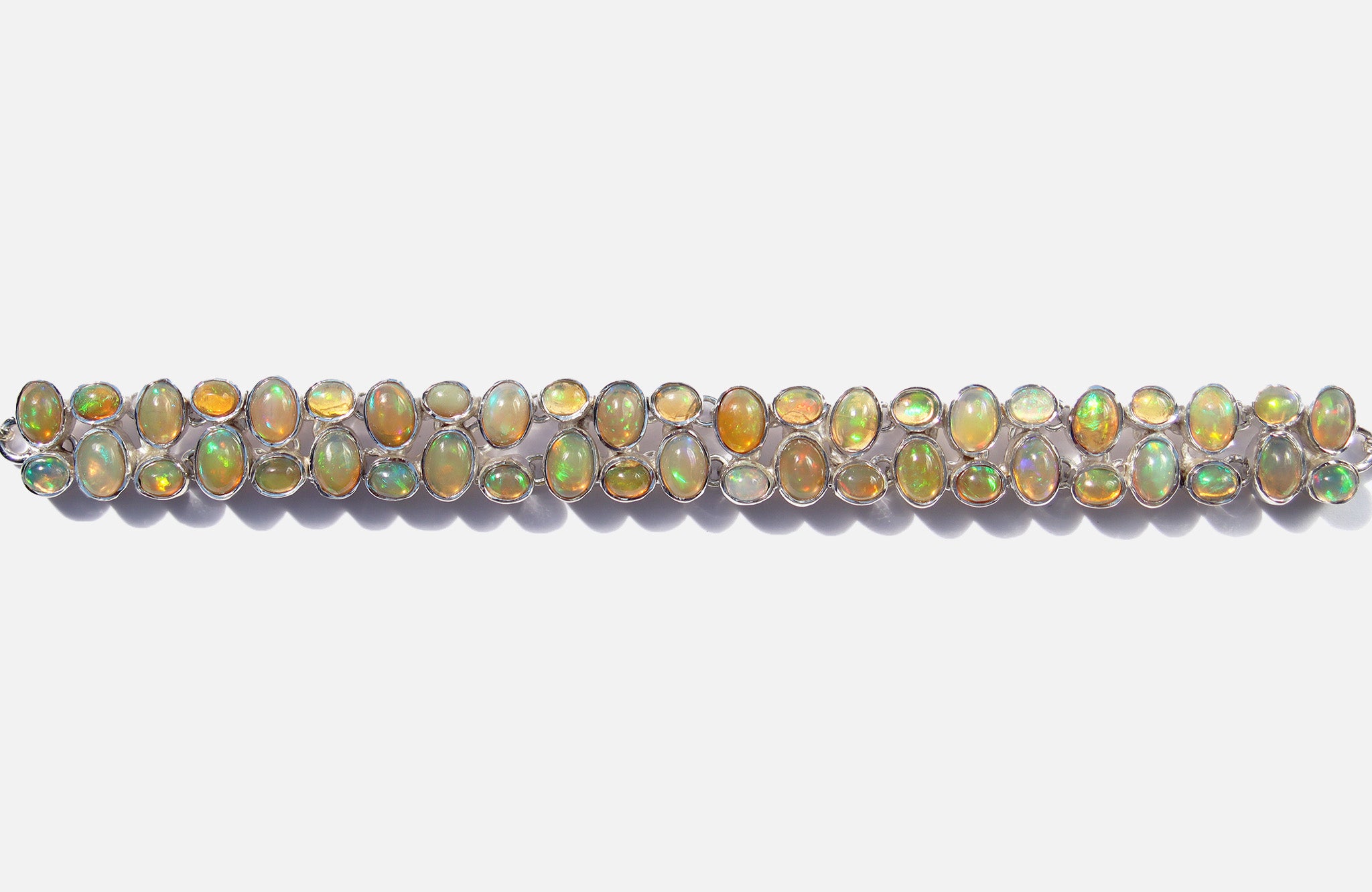 Silver Ethiopian opal bracelet