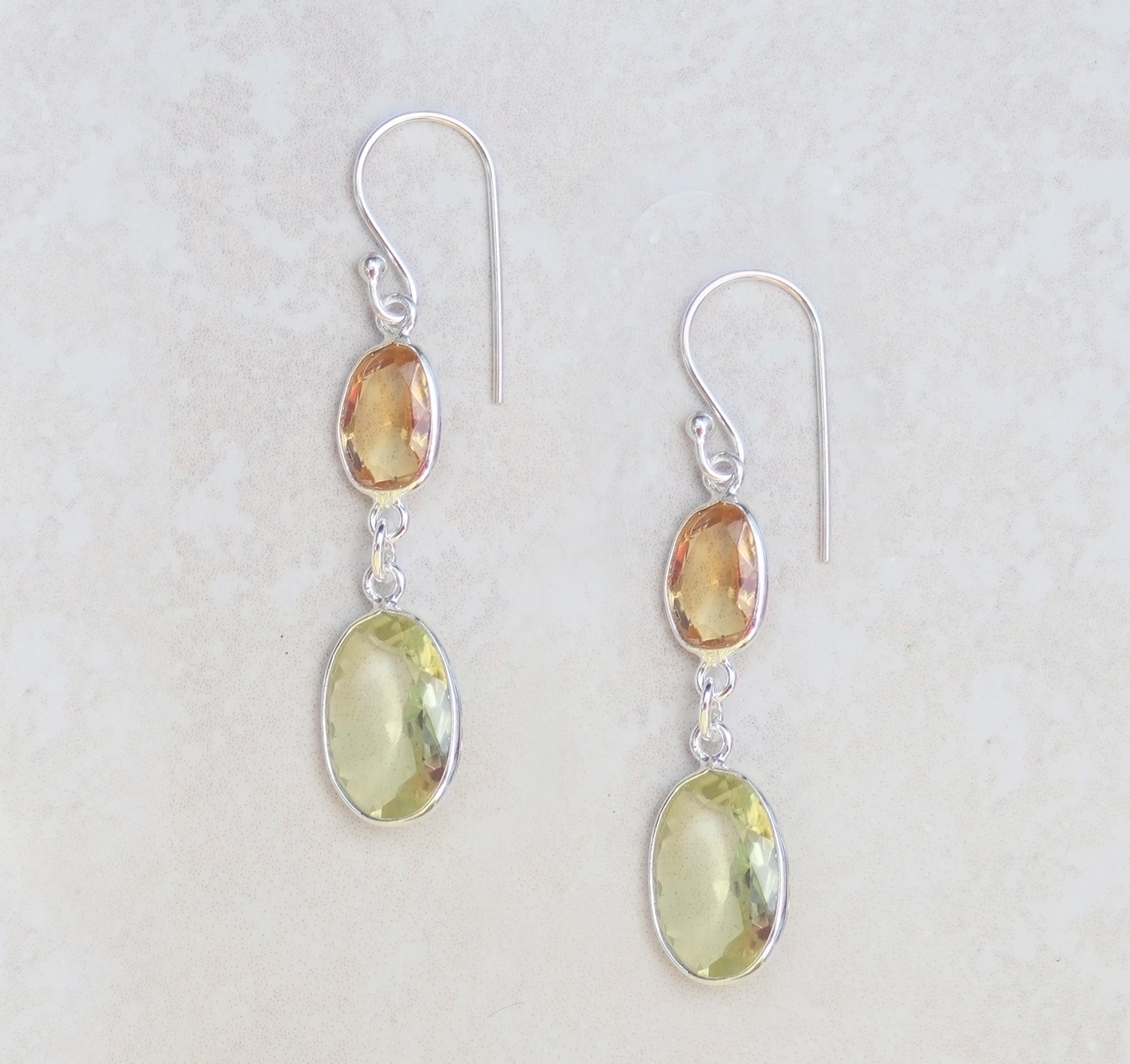 Silver citrine and lemon quartz drops