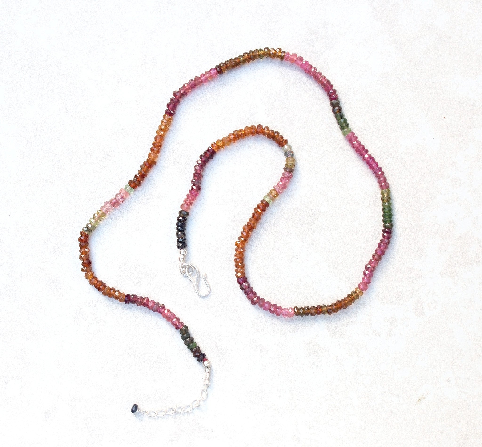 Silver rainbow tourmaline necklace
