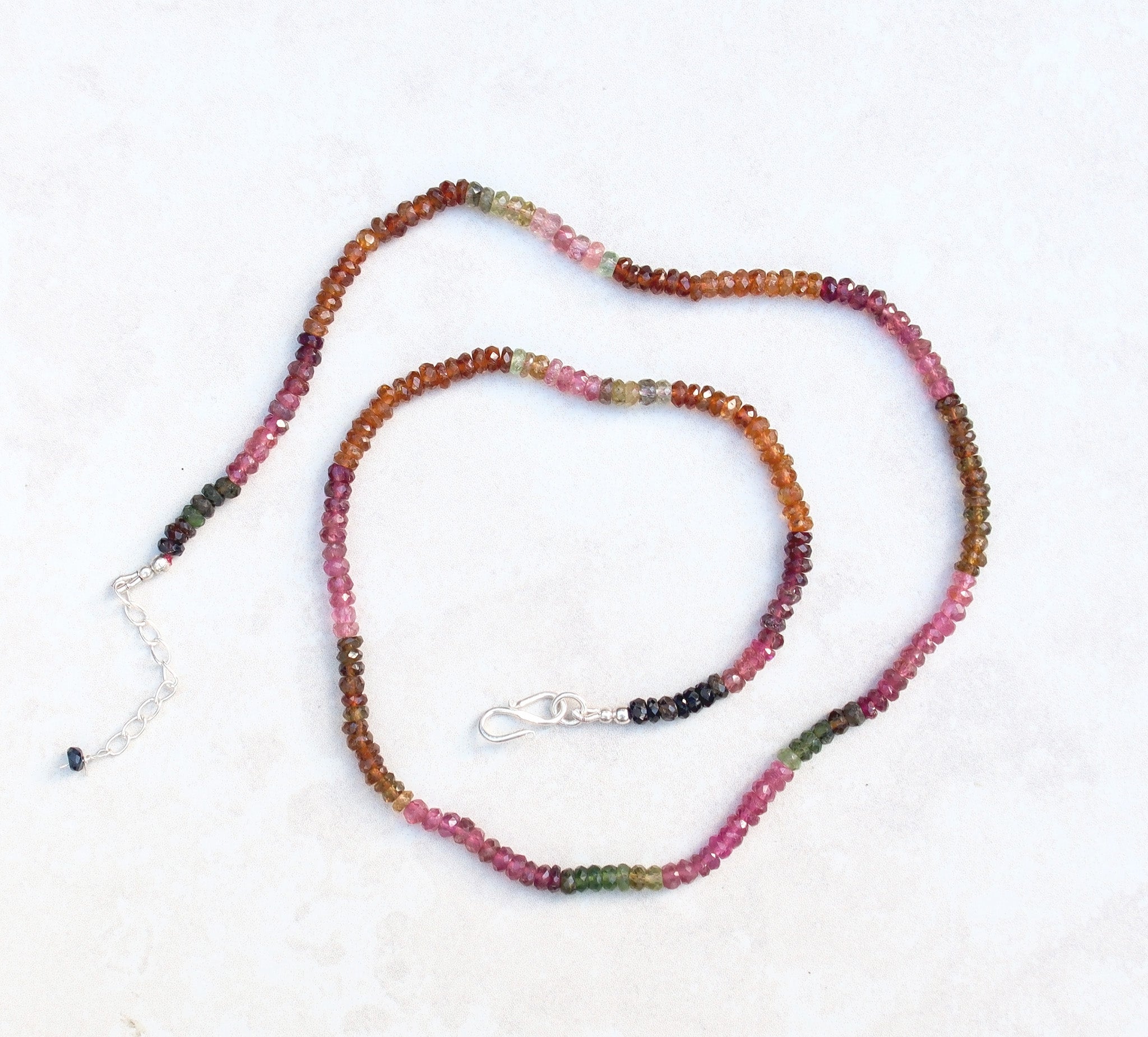 Silver rainbow tourmaline necklace