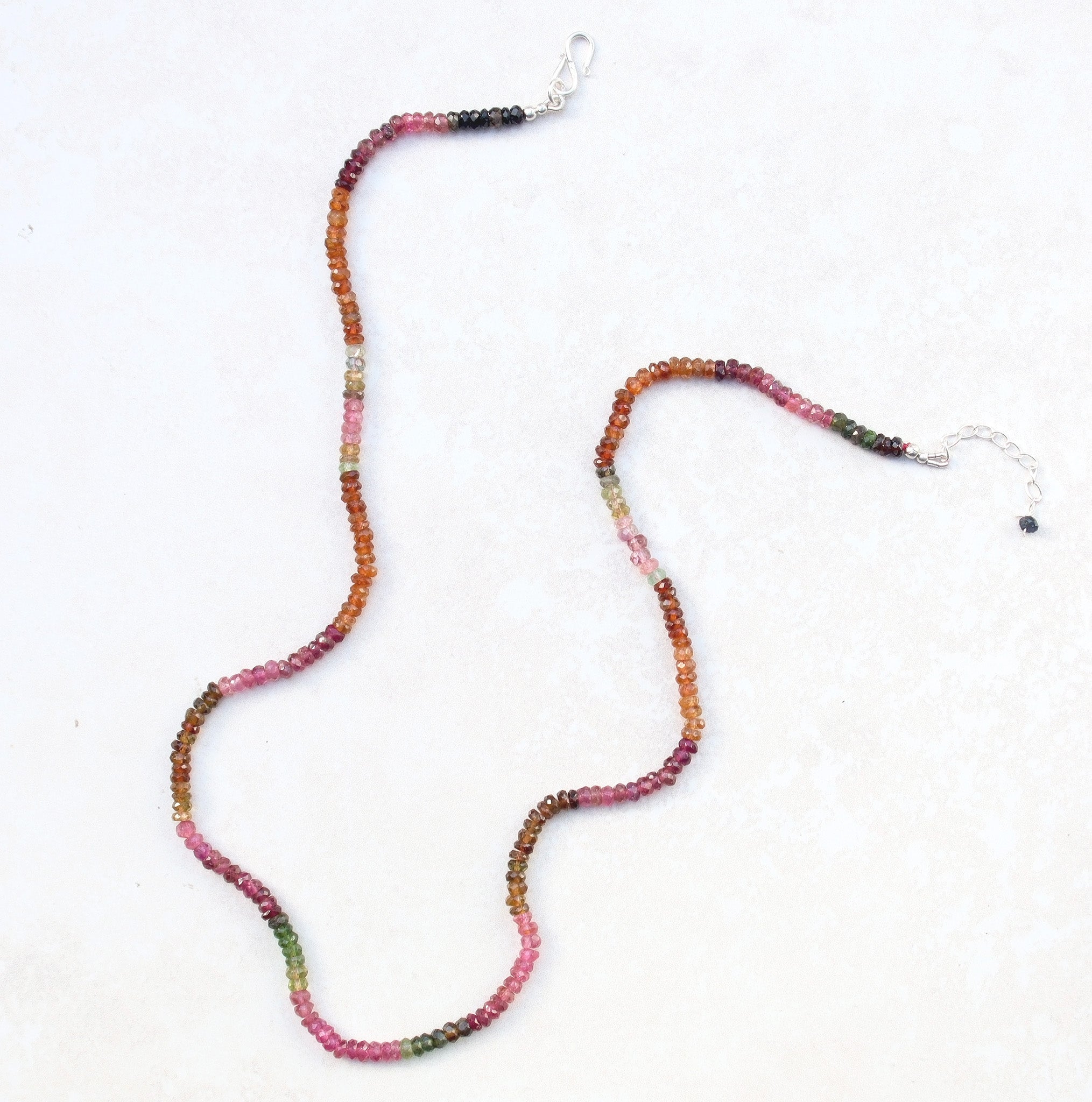 Silver rainbow tourmaline necklace