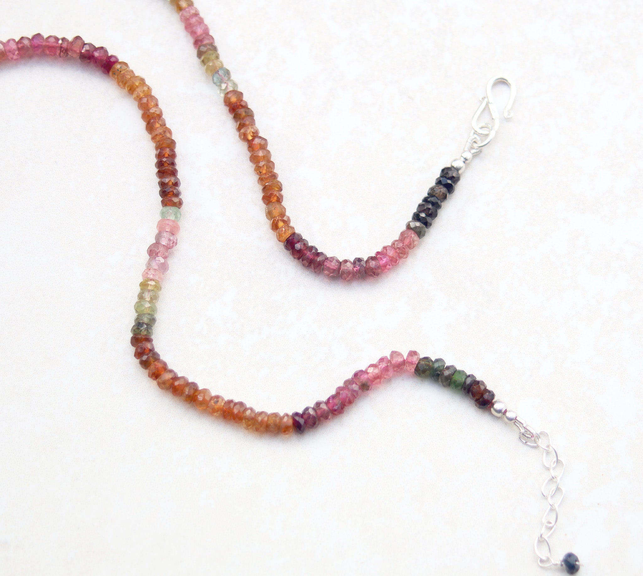 Silver rainbow tourmaline necklace