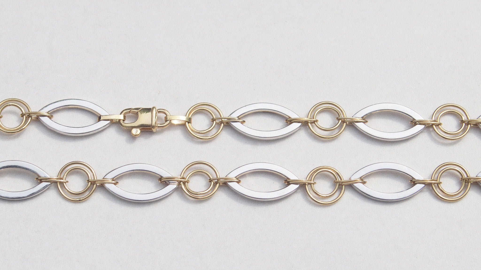 18ct yellow and white gold fancy necklace