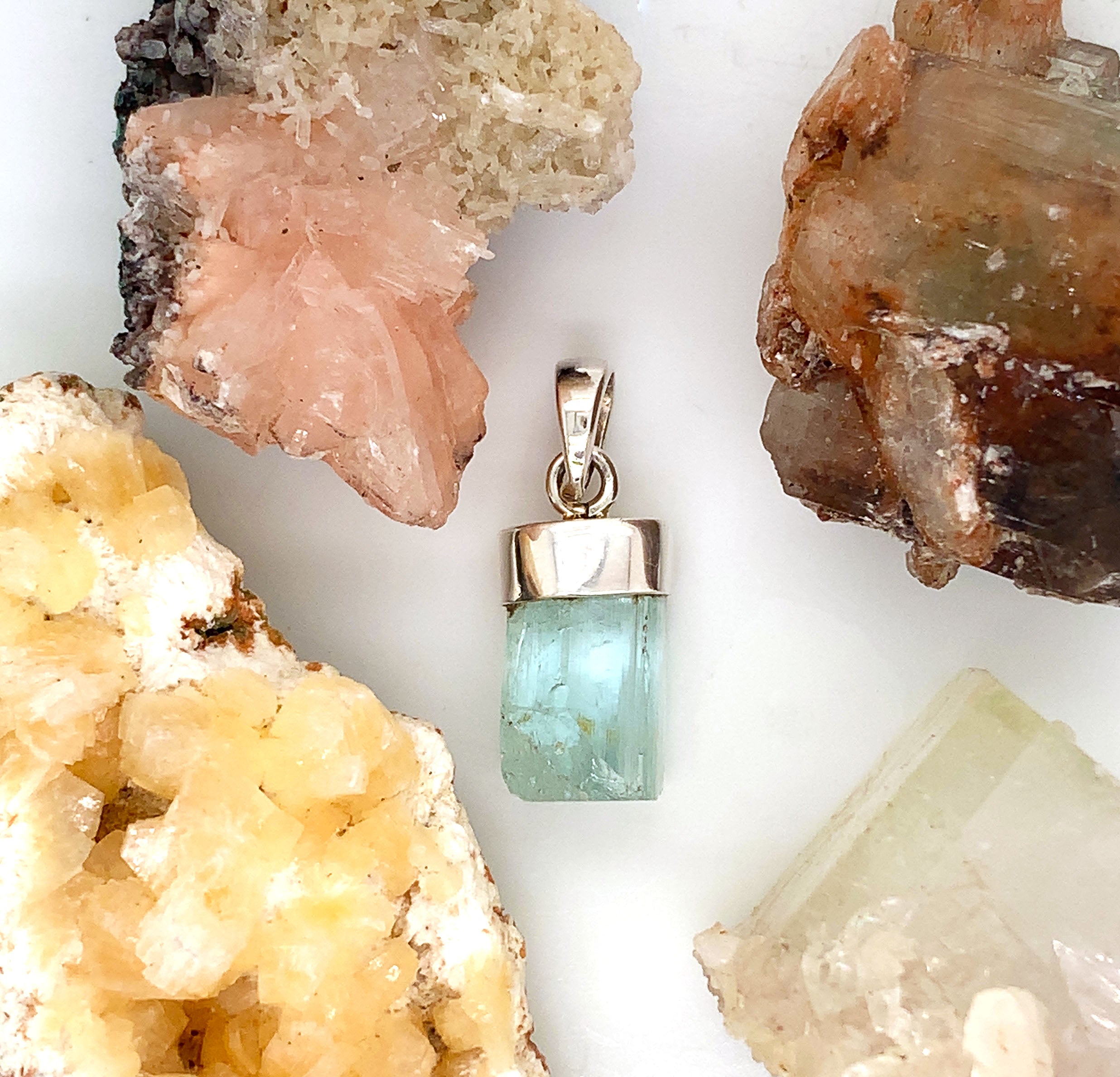 Silver Rough Aquamarine Pendant
