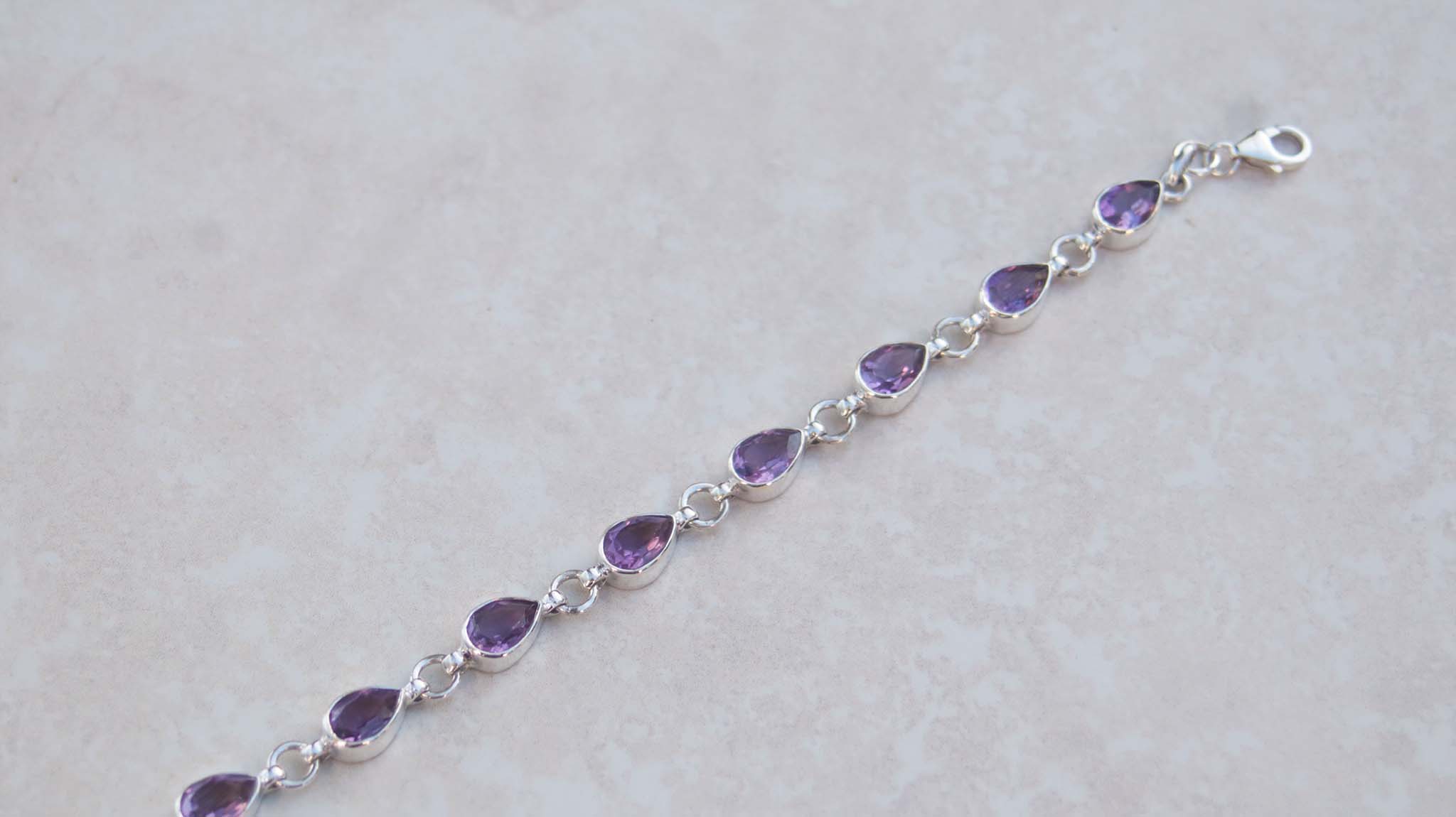 Silver Amethyst Pears Bracelet