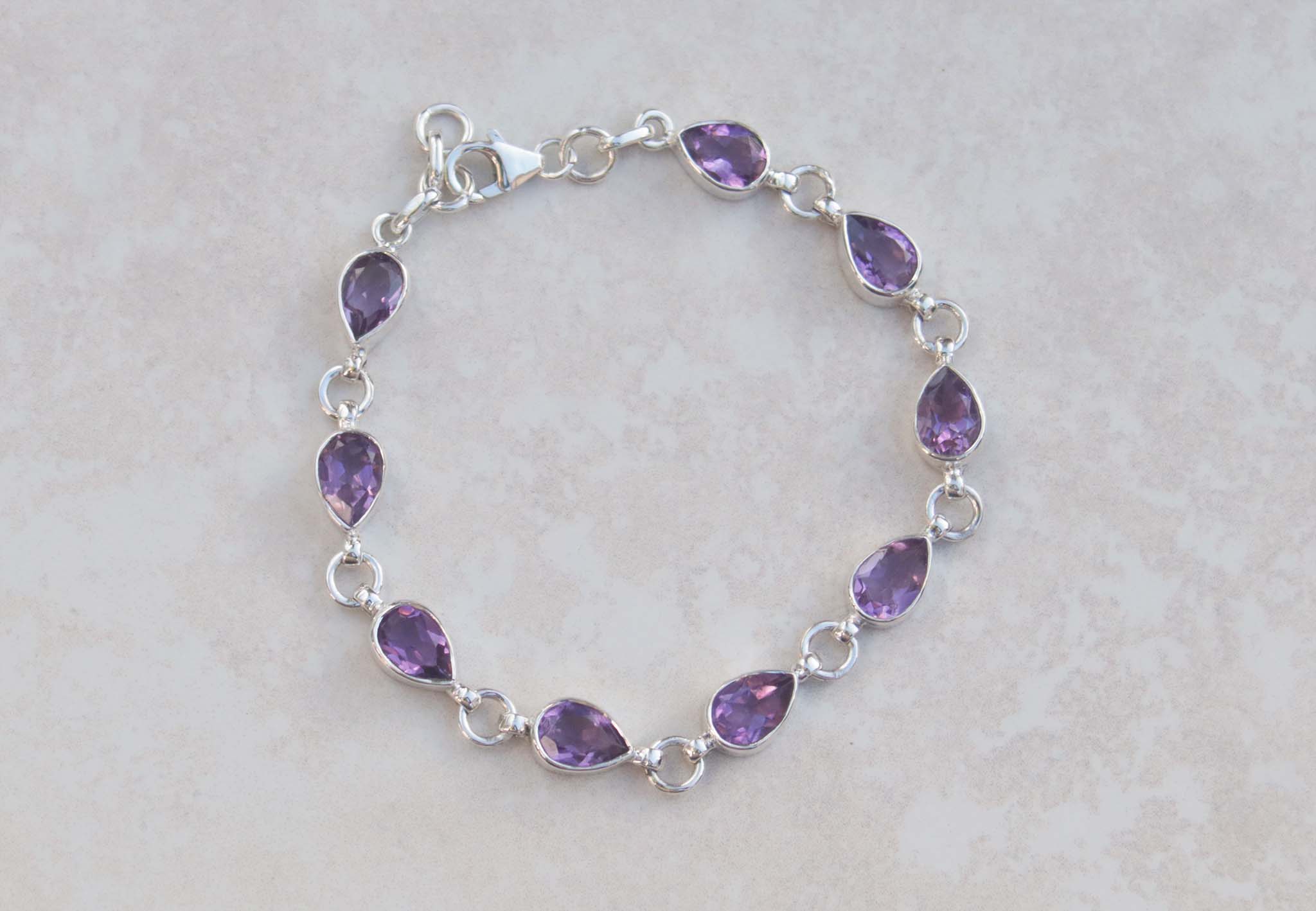 Silver Amethyst Pears Bracelet