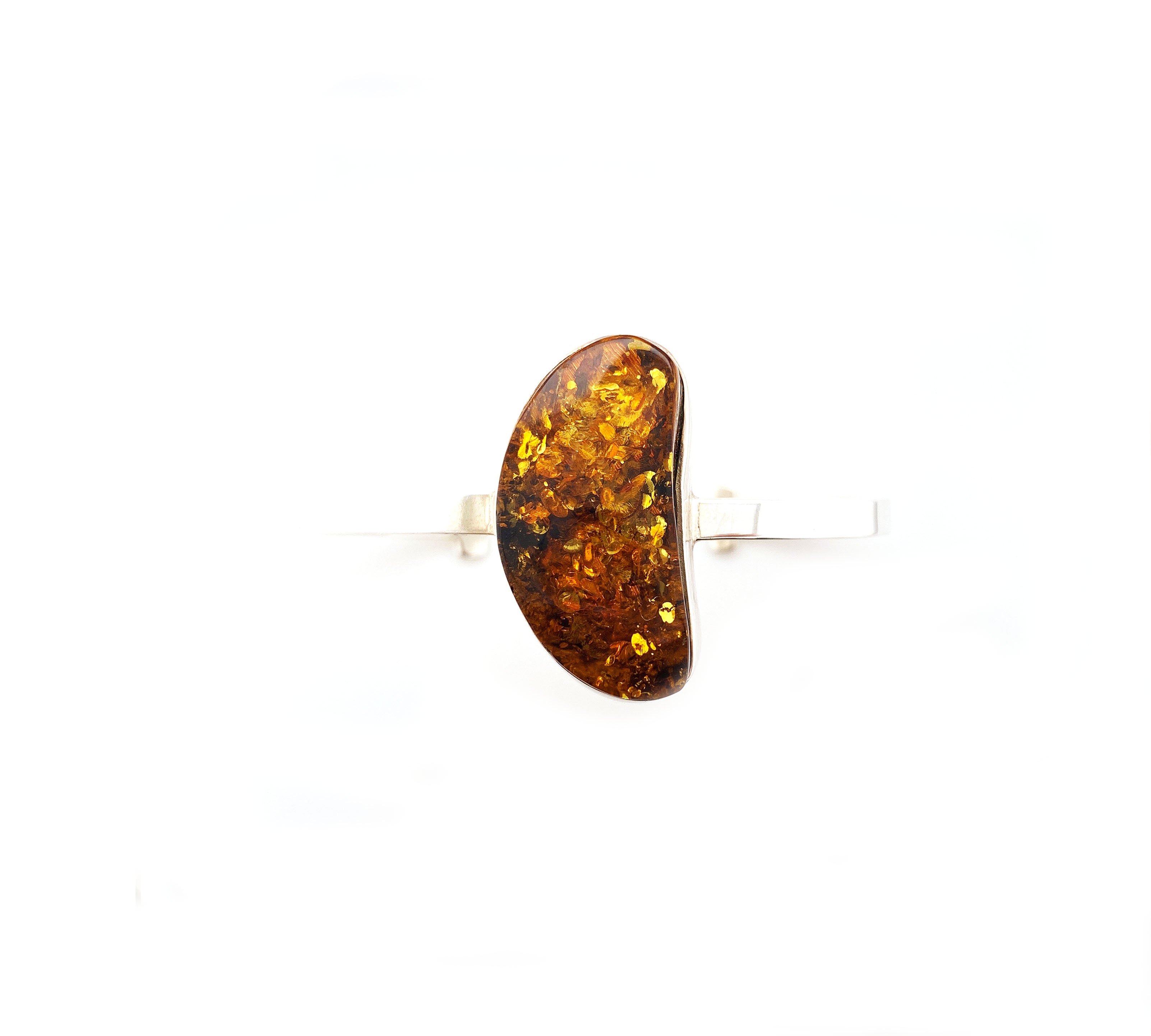 Silver Cognac Amber Bangle