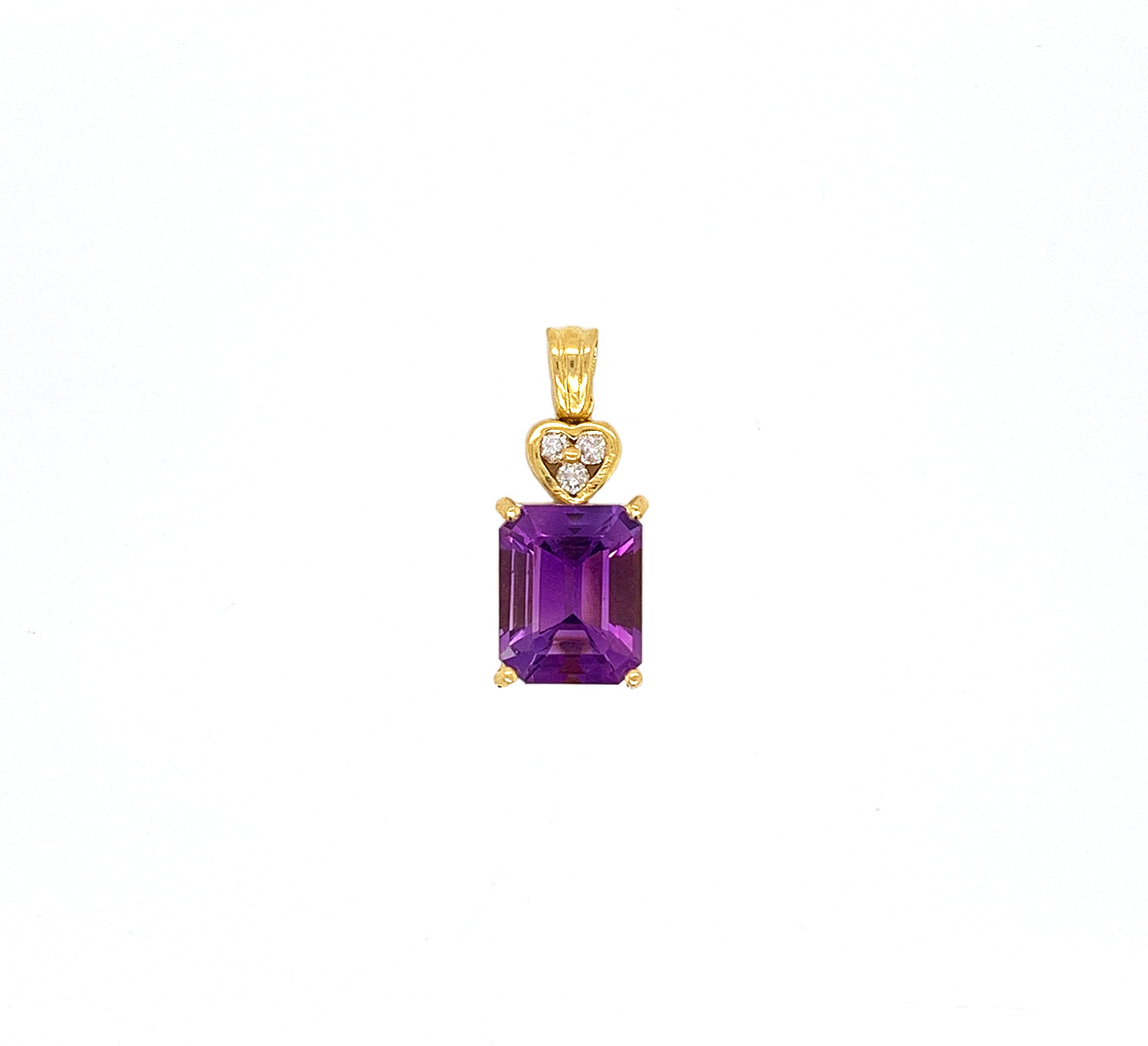 18Kt Amethyst & Diamond Pendant