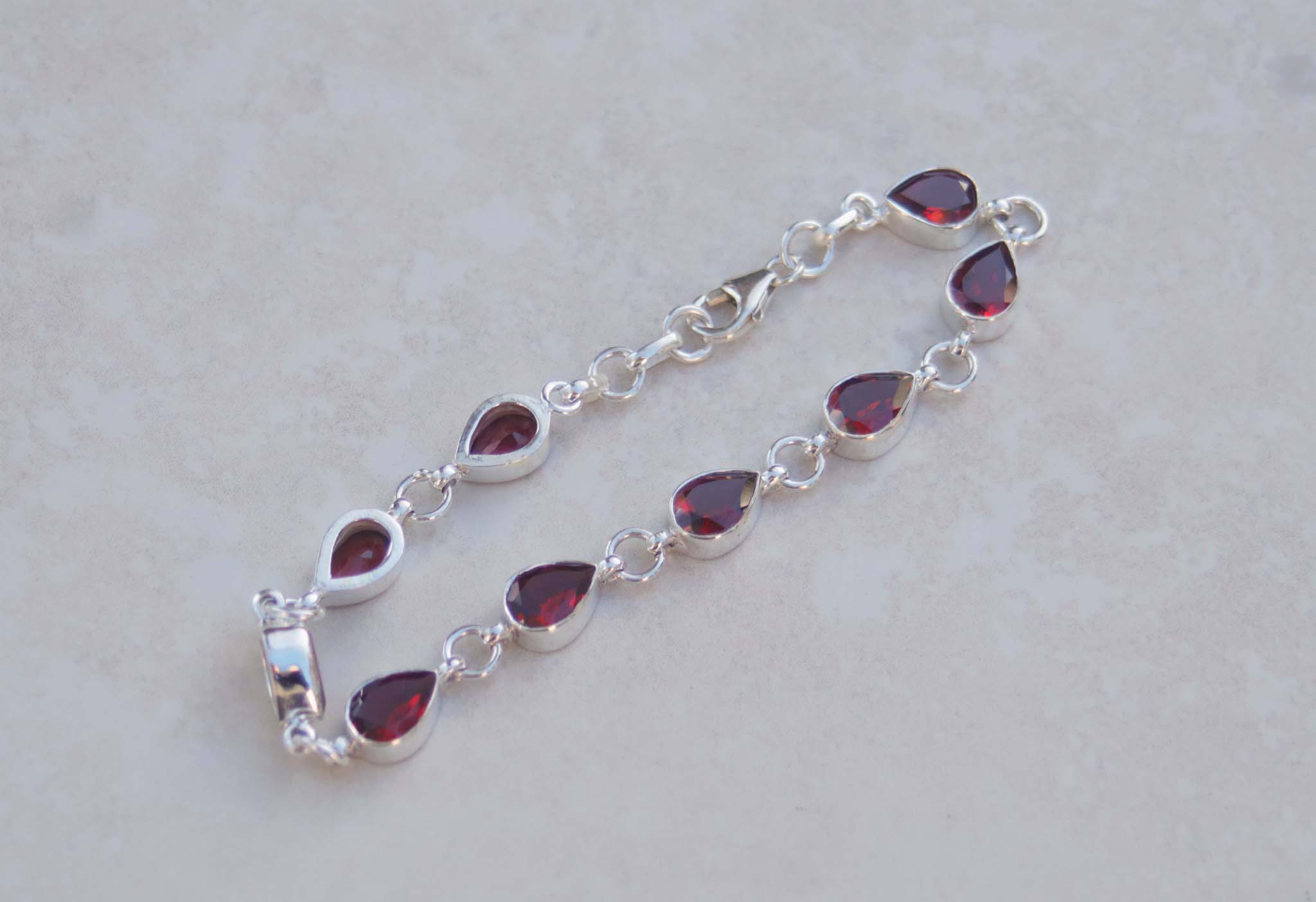 Silver Garnet Pears Bracelet