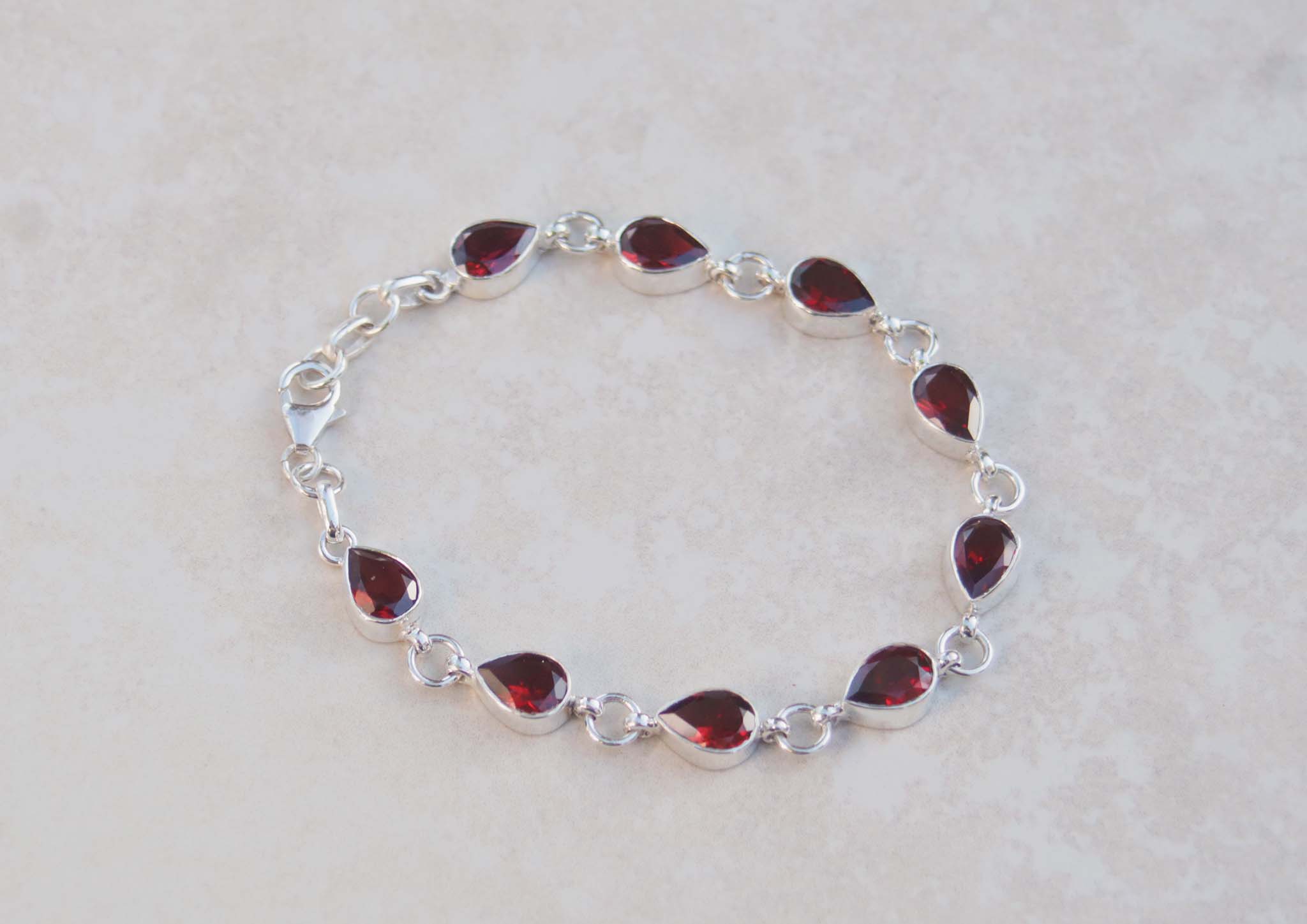 Silver Garnet Pears Bracelet