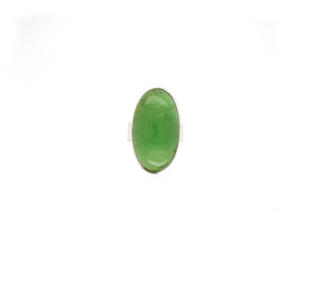 Silver Oval Jade Ring