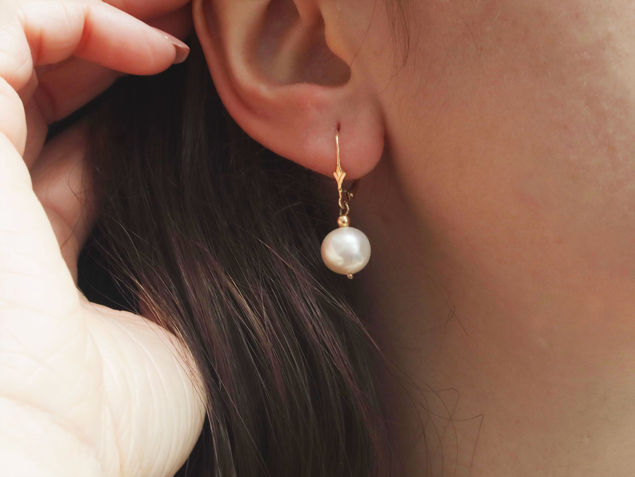 14ct Yellow gold pearl drops