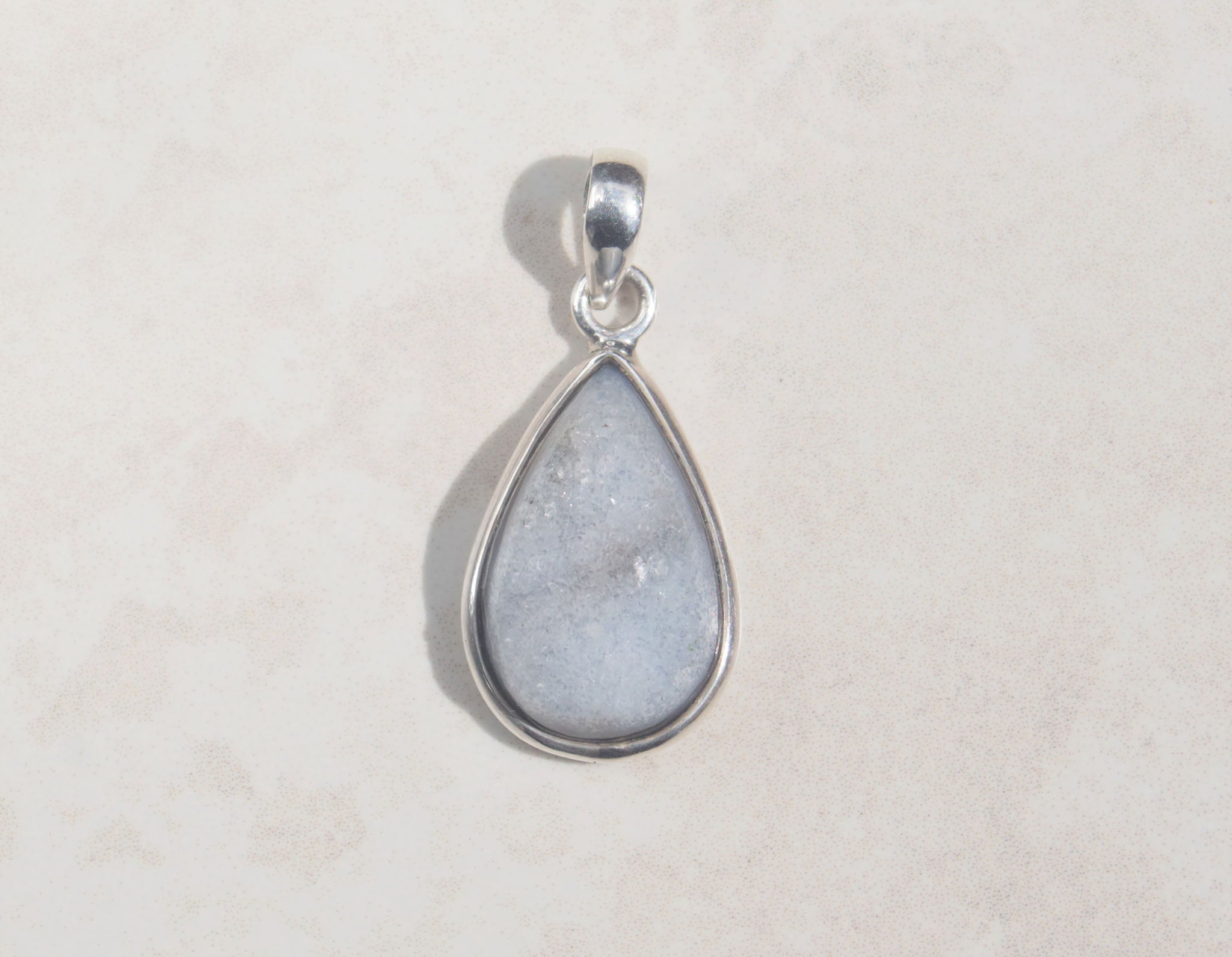 Silver Black Onyx Druzy Pear Pendant