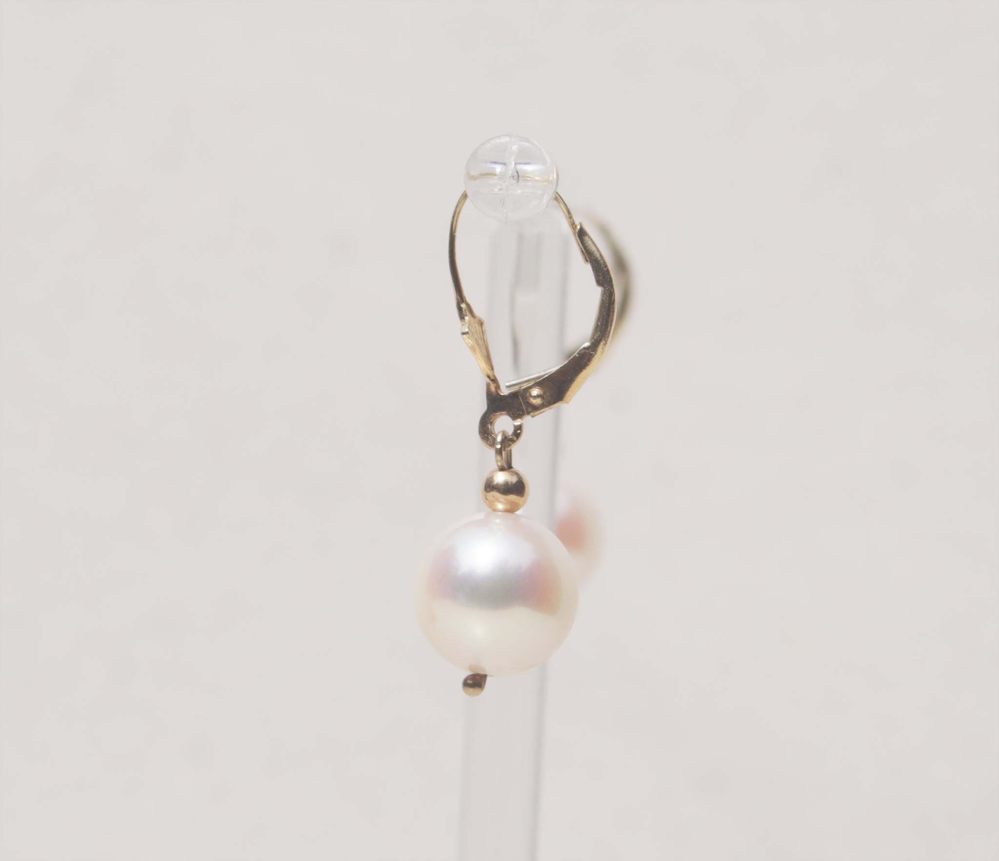 14ct Yellow gold pearl drop earrings
