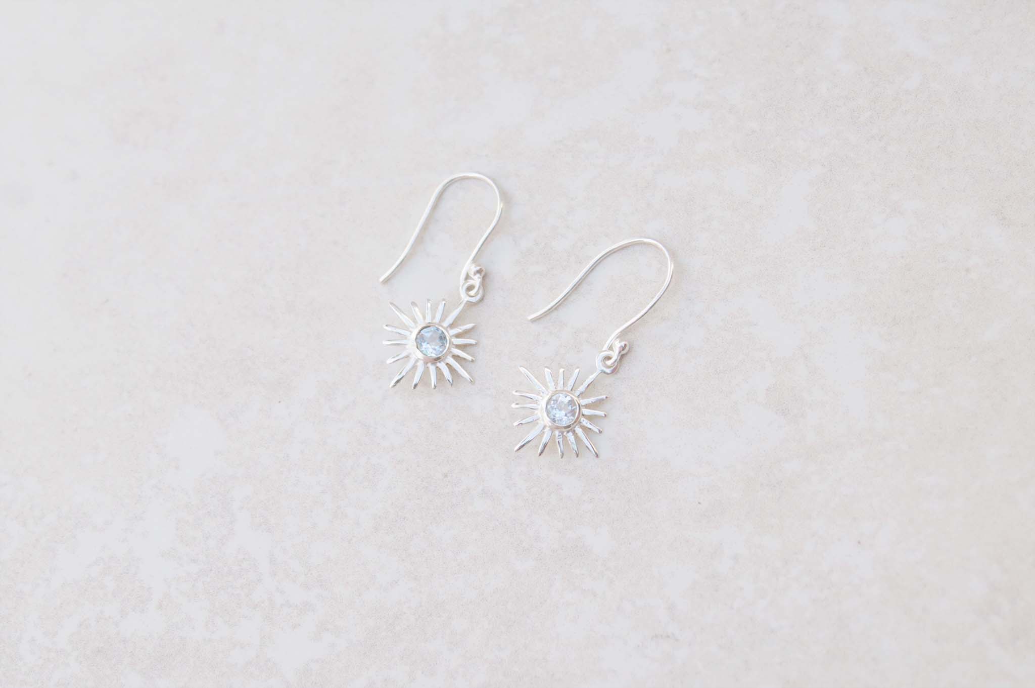 Aquamarine Stars Hook Earring
