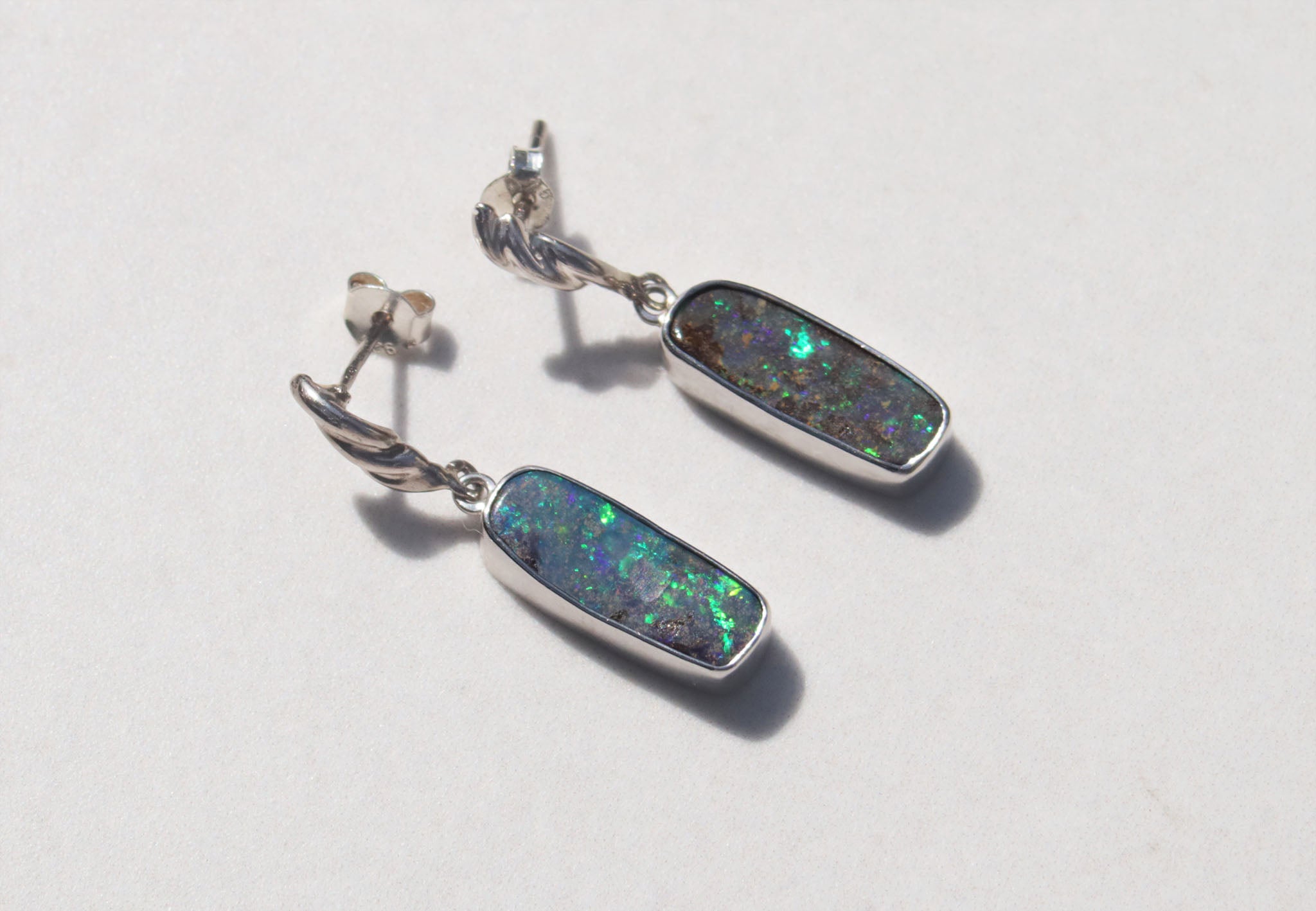 Silver Australian Boulder Opal drops