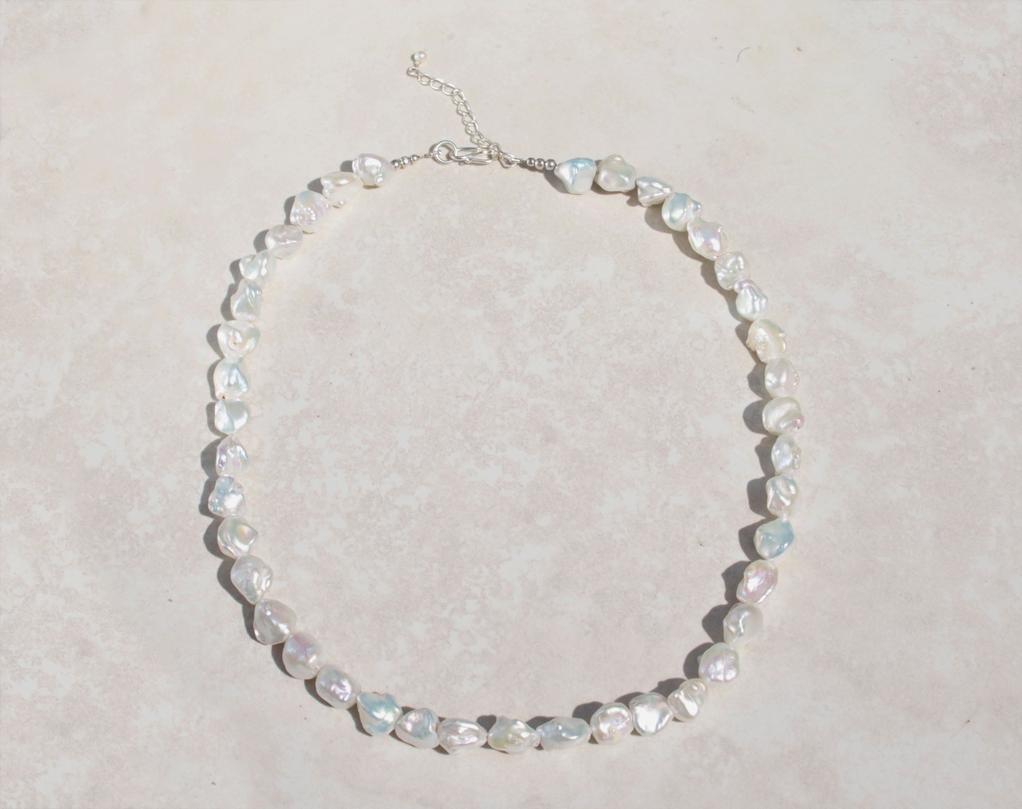 Silver princess baroque pearl necklace