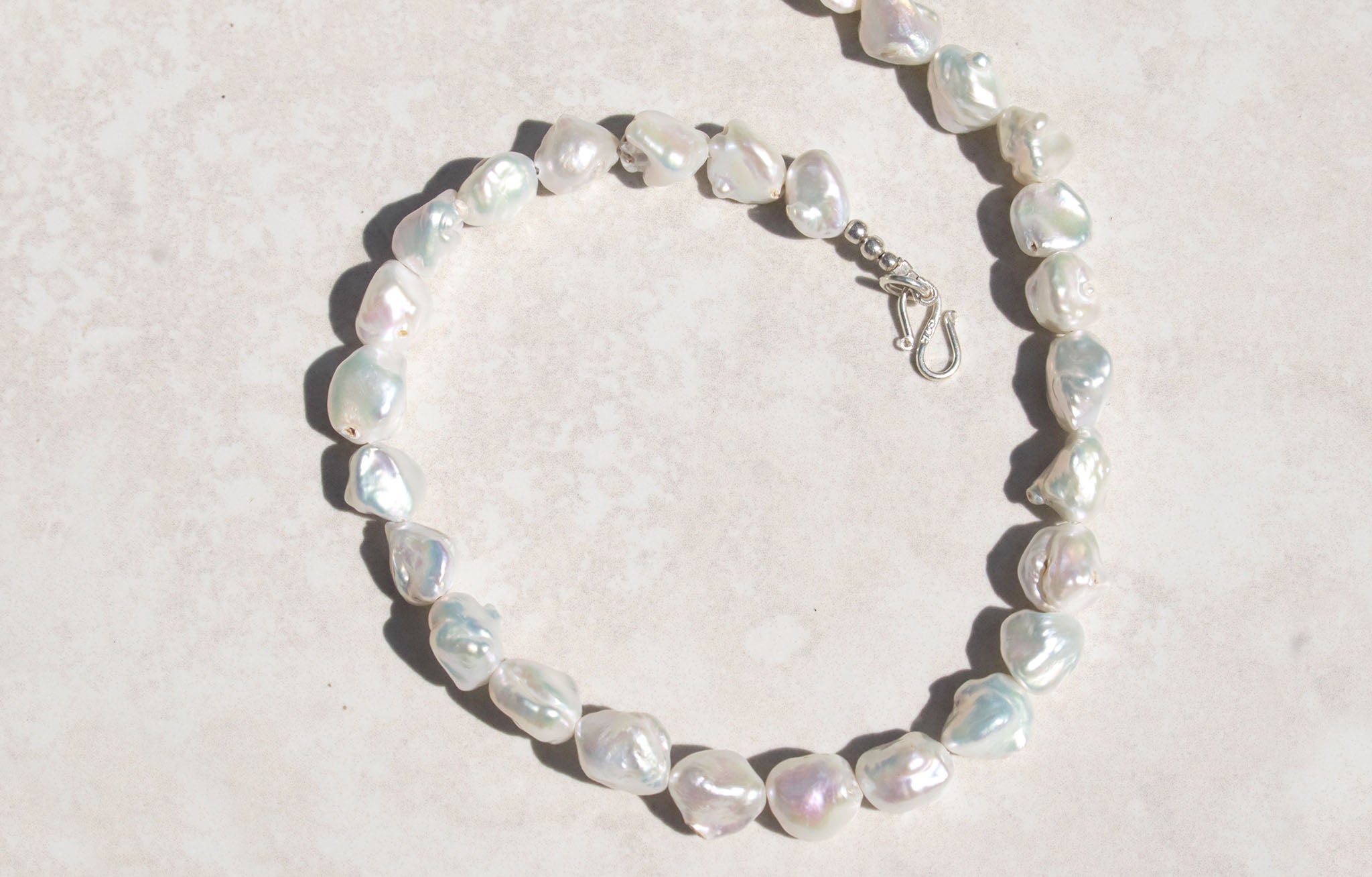 Silver princess baroque pearl necklace