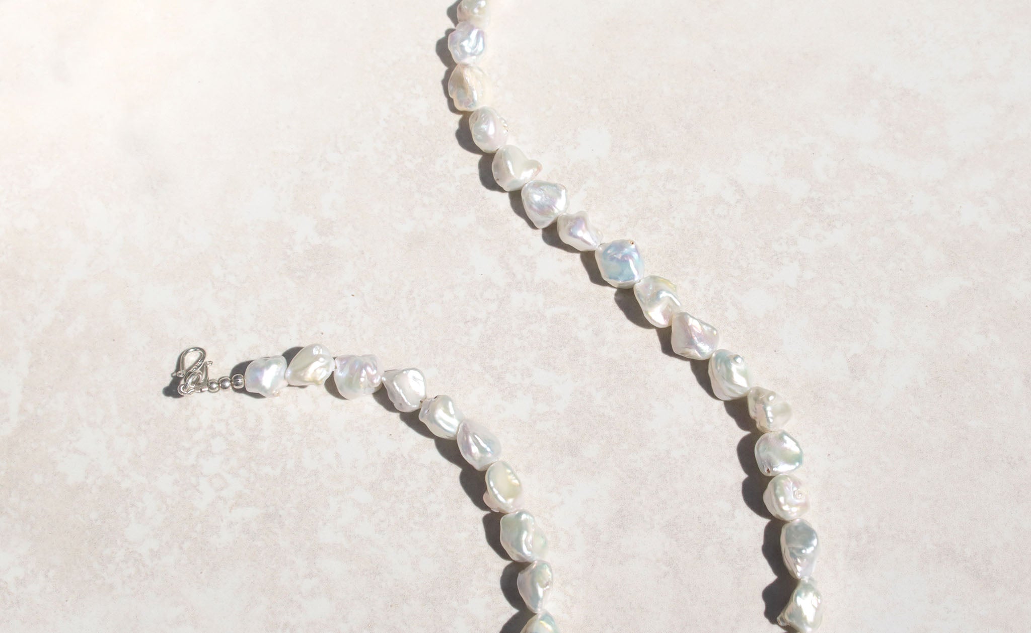 Silver princess baroque pearl necklace