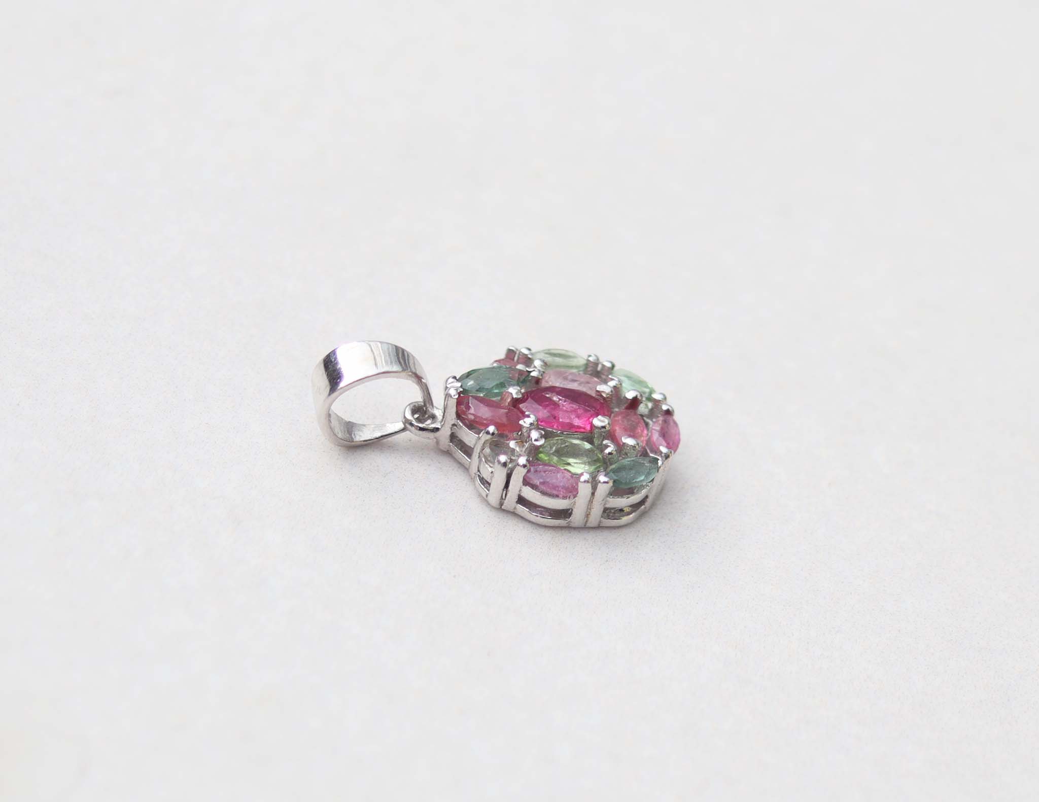 Silver mix tourmaline pendant