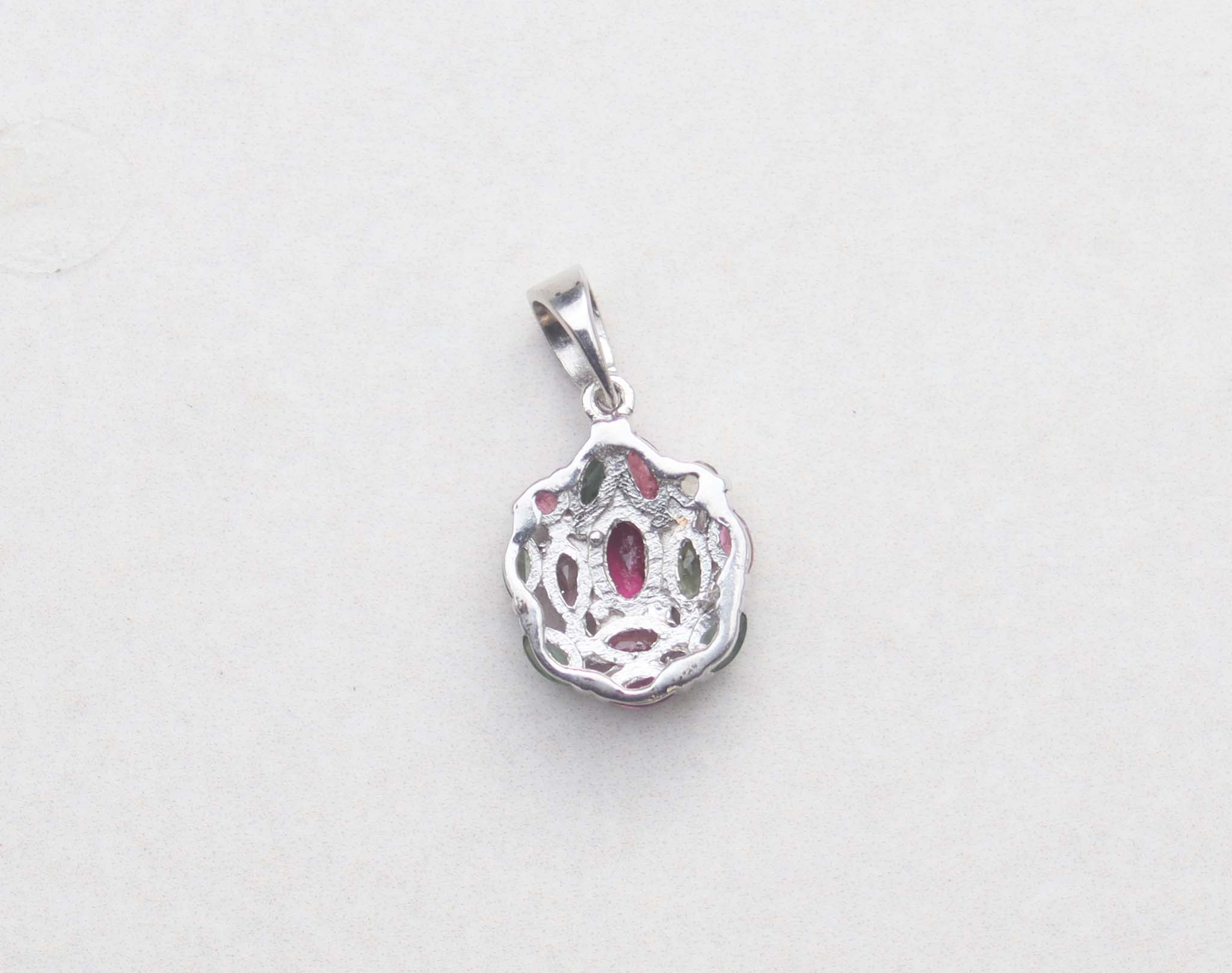 Silver mix tourmaline pendant