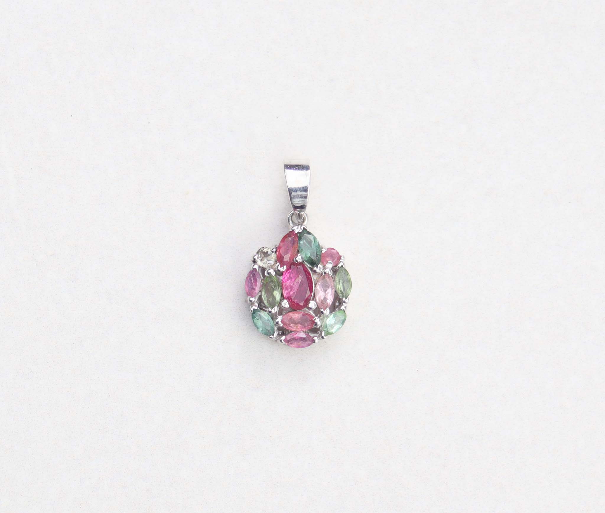 Silver mix tourmaline pendant