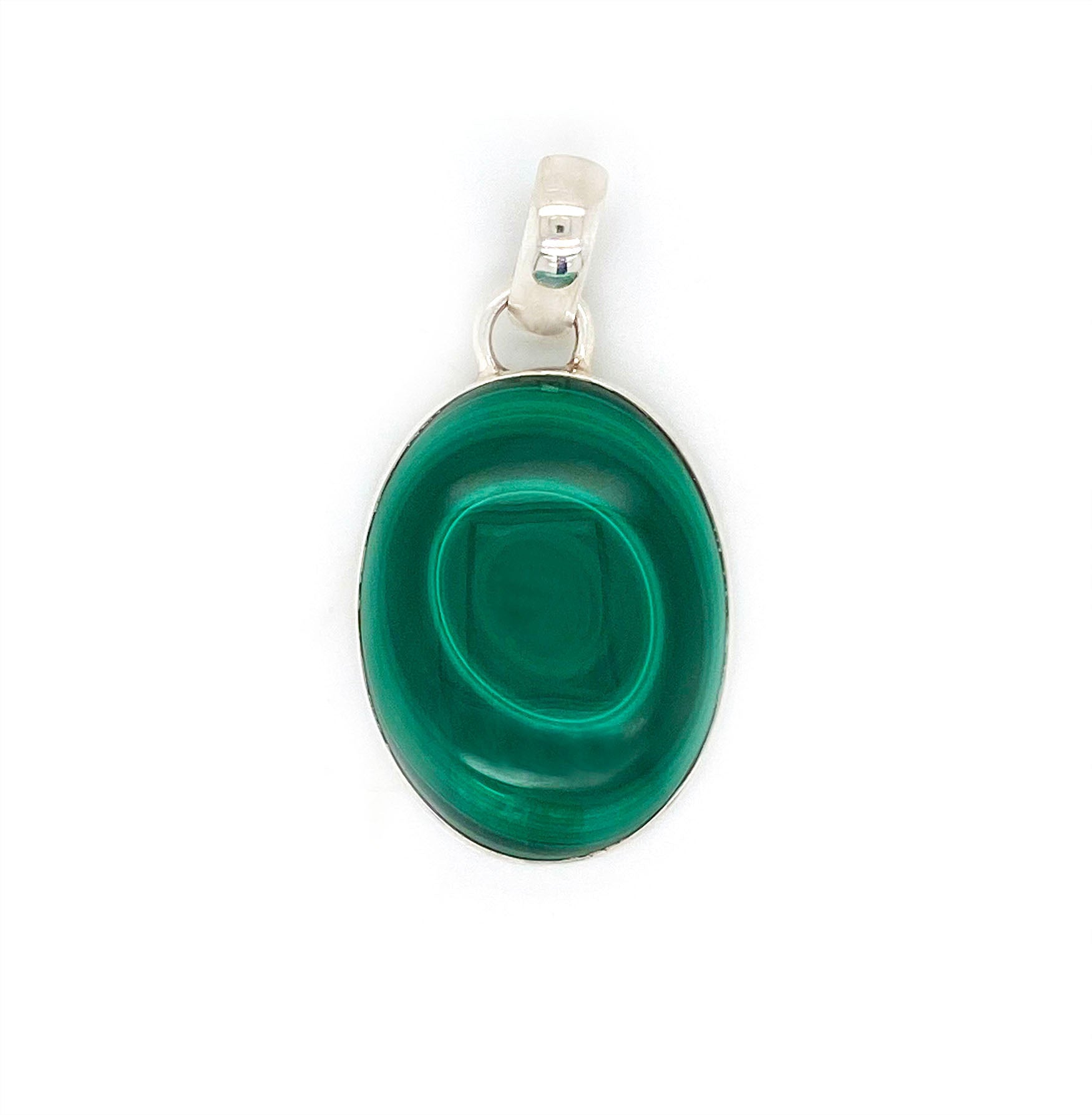Silver Oval Malachite Pendant