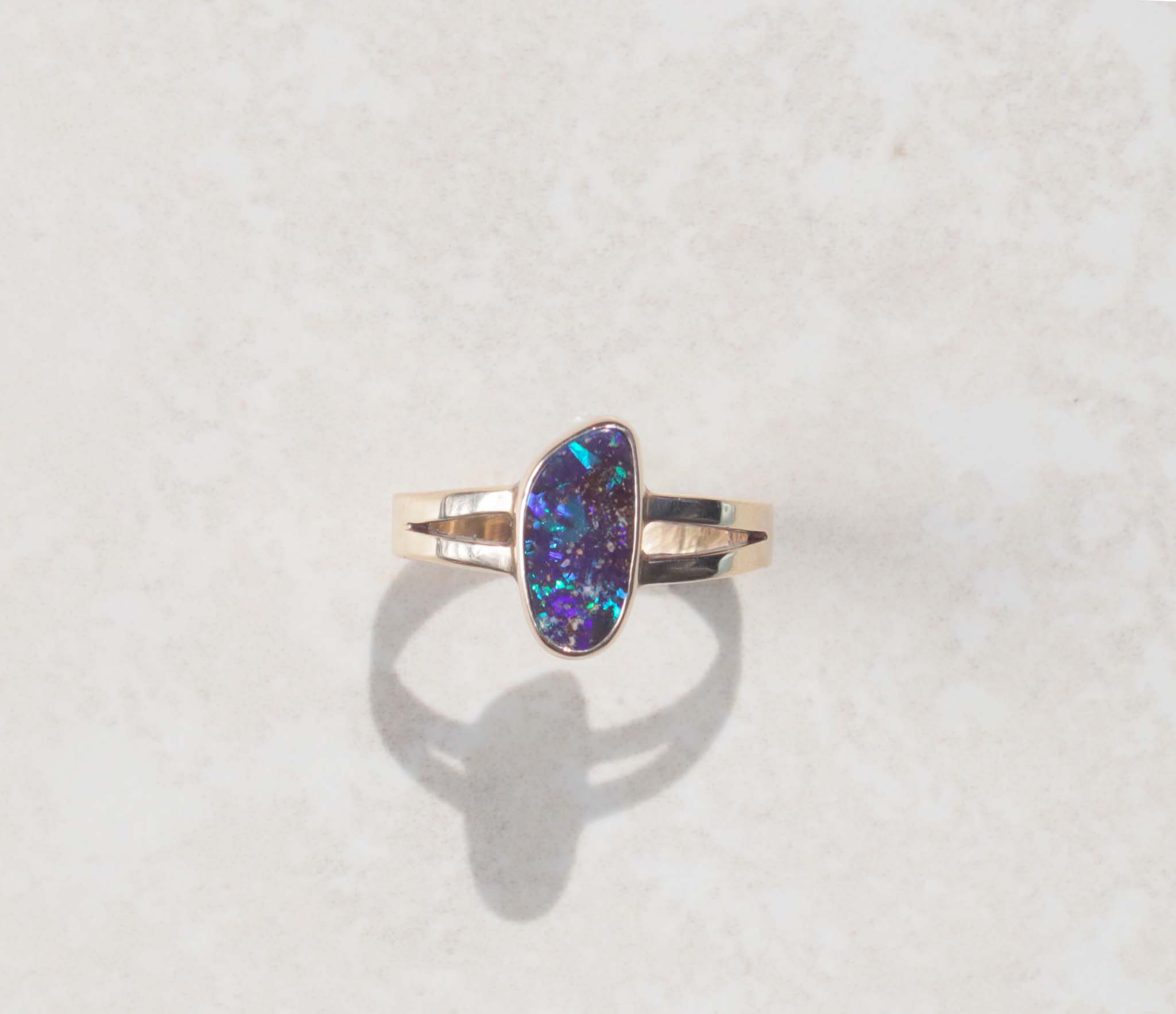 9ct yellow gold Opal galaxy ring