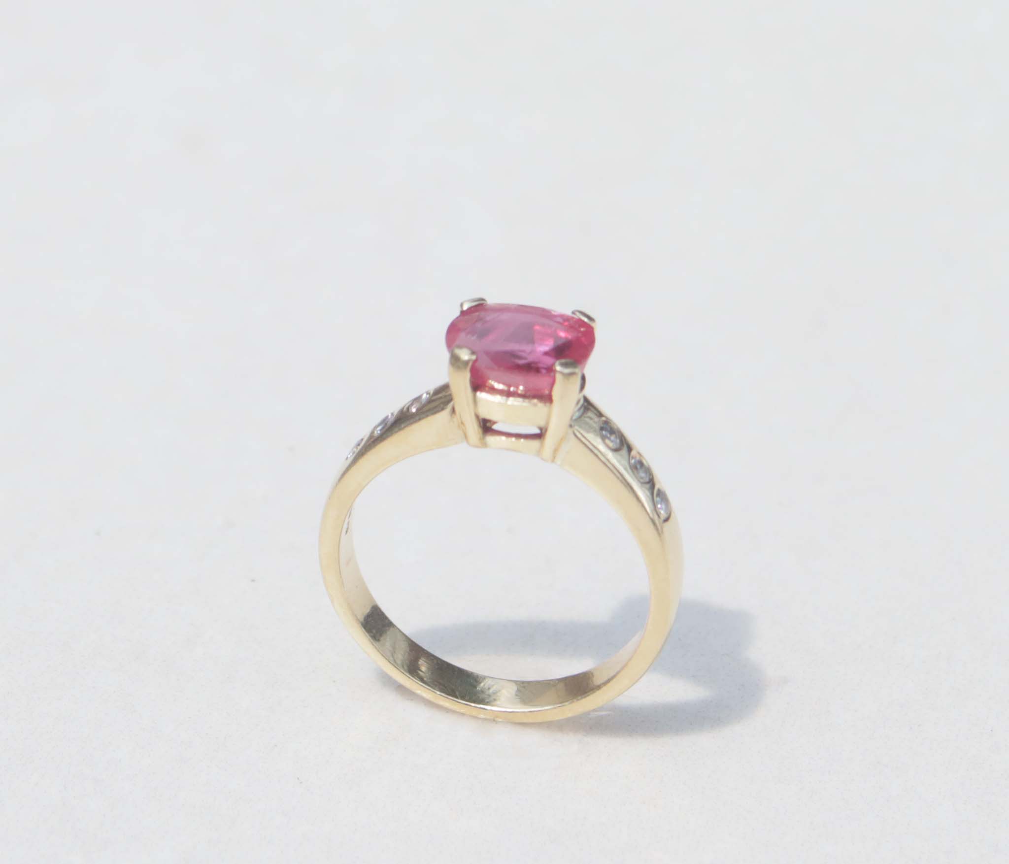 18ct yellow gold fancy ruby and diamond ring