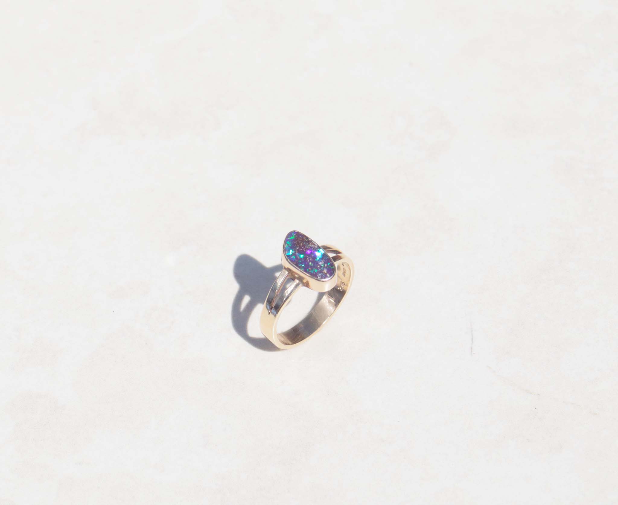 9ct yellow gold Opal galaxy ring