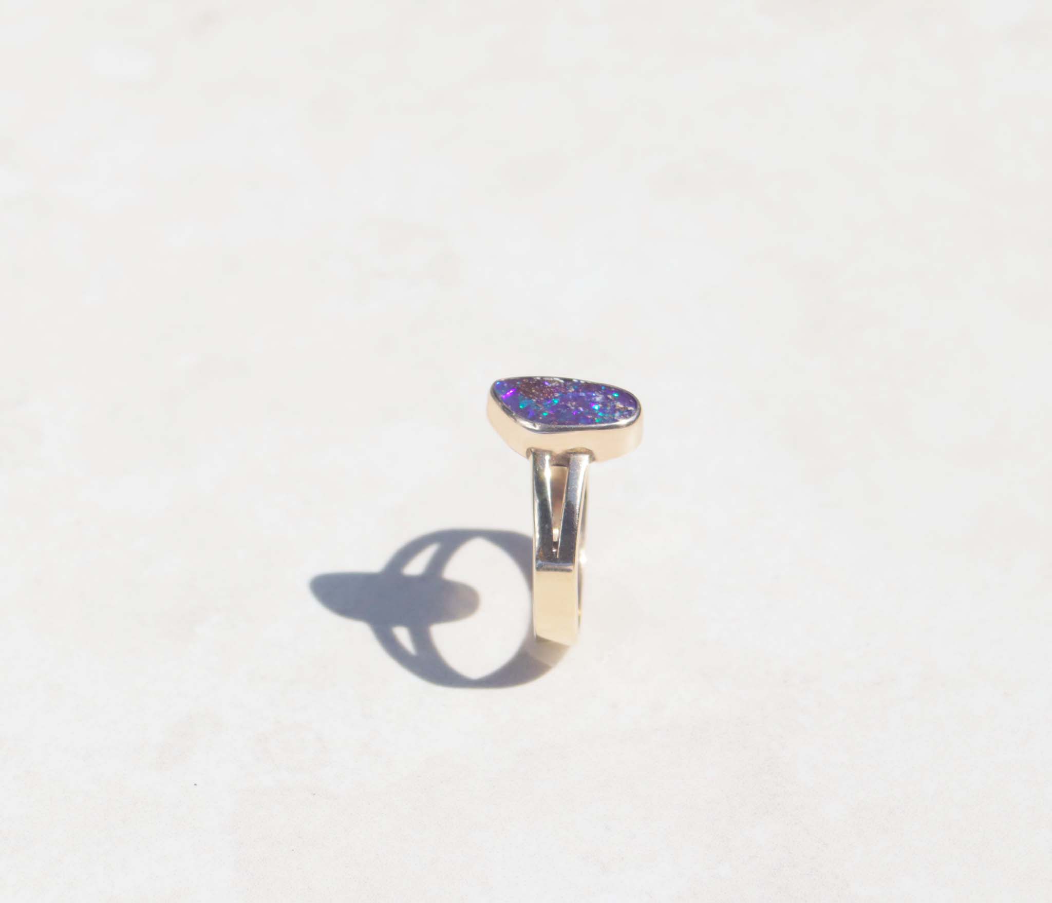 9ct yellow gold Opal galaxy ring