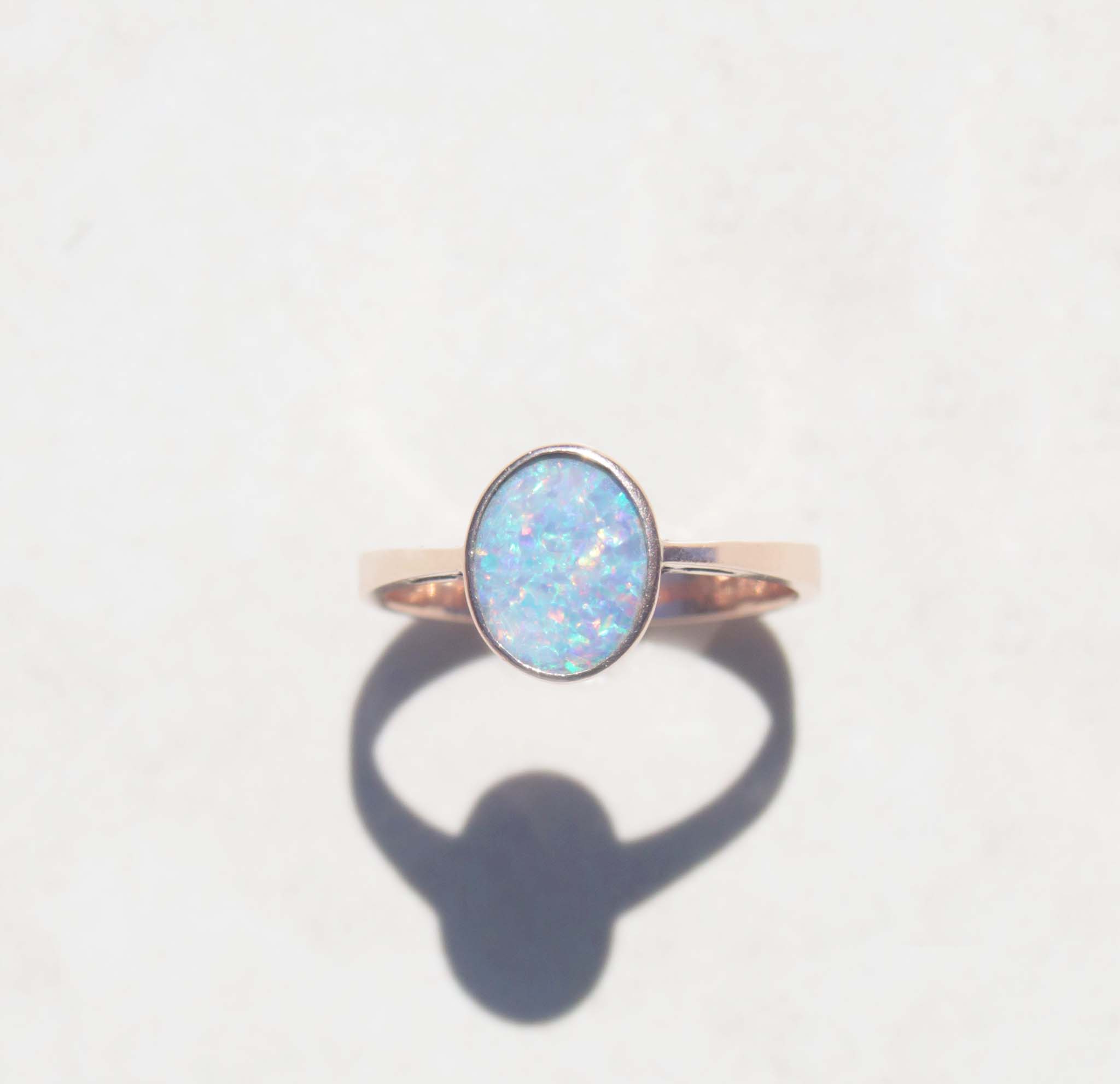 9ct Rose gold Opal galaxy ring