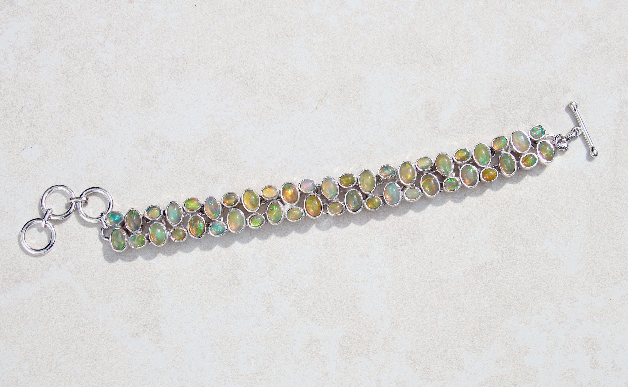 Silver Ethiopian opal  bracelet