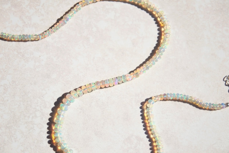 White opal beaded necklace