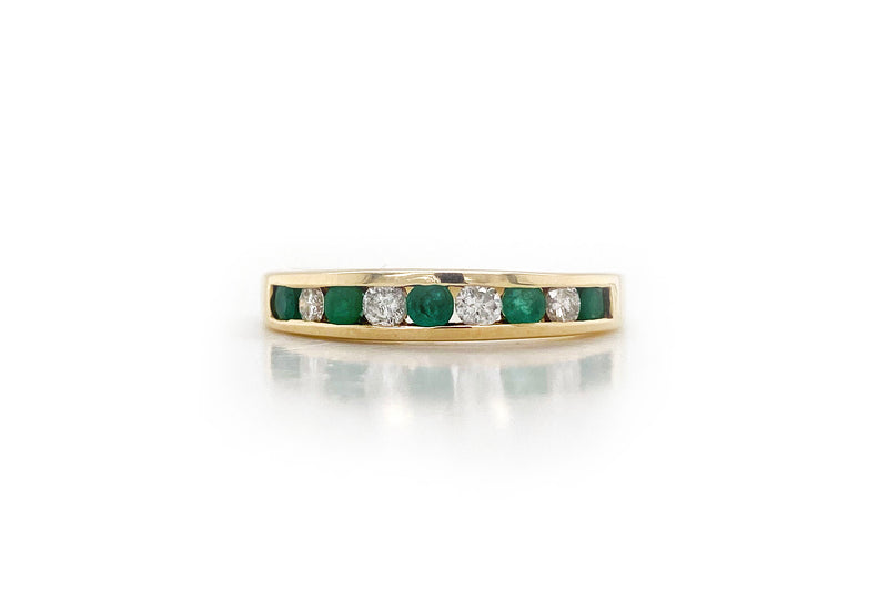 18kt Yellow Gold Emerald and Diamond Half Eternity Ring
