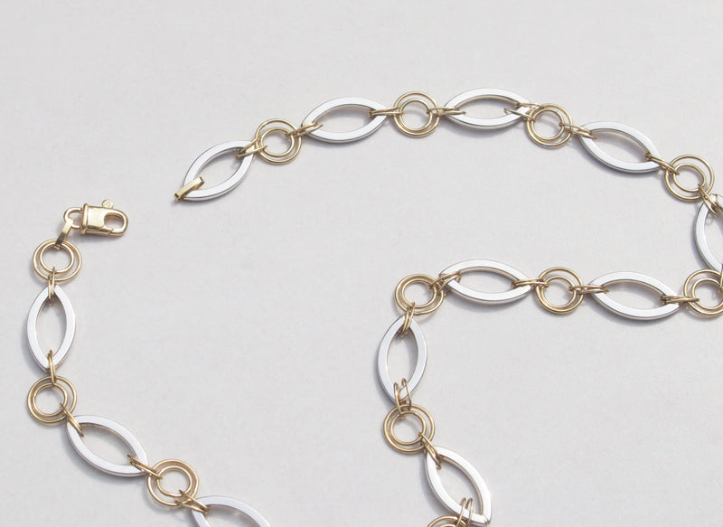 18ct yellow and white gold fancy necklace