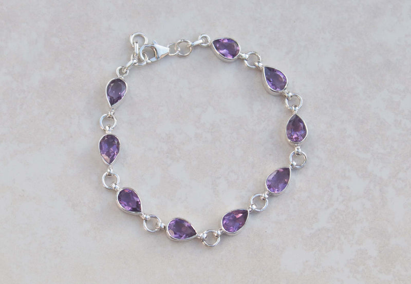 Silver Amethyst Pears Bracelet
