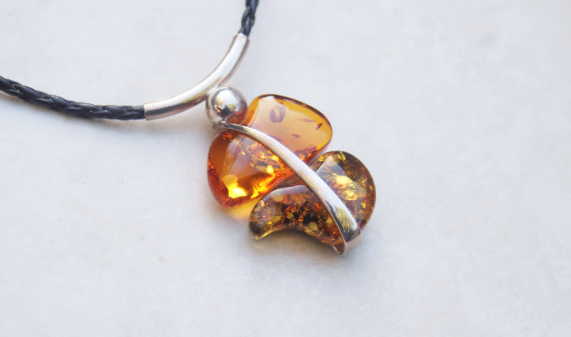 Leather Amber Necklace