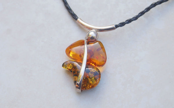 Leather Amber Necklace