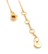 Crafted from 18ct gold vermeil, this bracelet features a halo of glistening multi-coloured stones. This delicate chain can be adjusted to your ideal fit. This bracelet has a rainbow circle in the centre with a dainty chain . Materials include 18ct Gold Vermeil (plated on sterling silver) and can be adjusted to 18 cm, 19 cm and 20 cm. This bracelet measures approx 21.5 cm in length . 