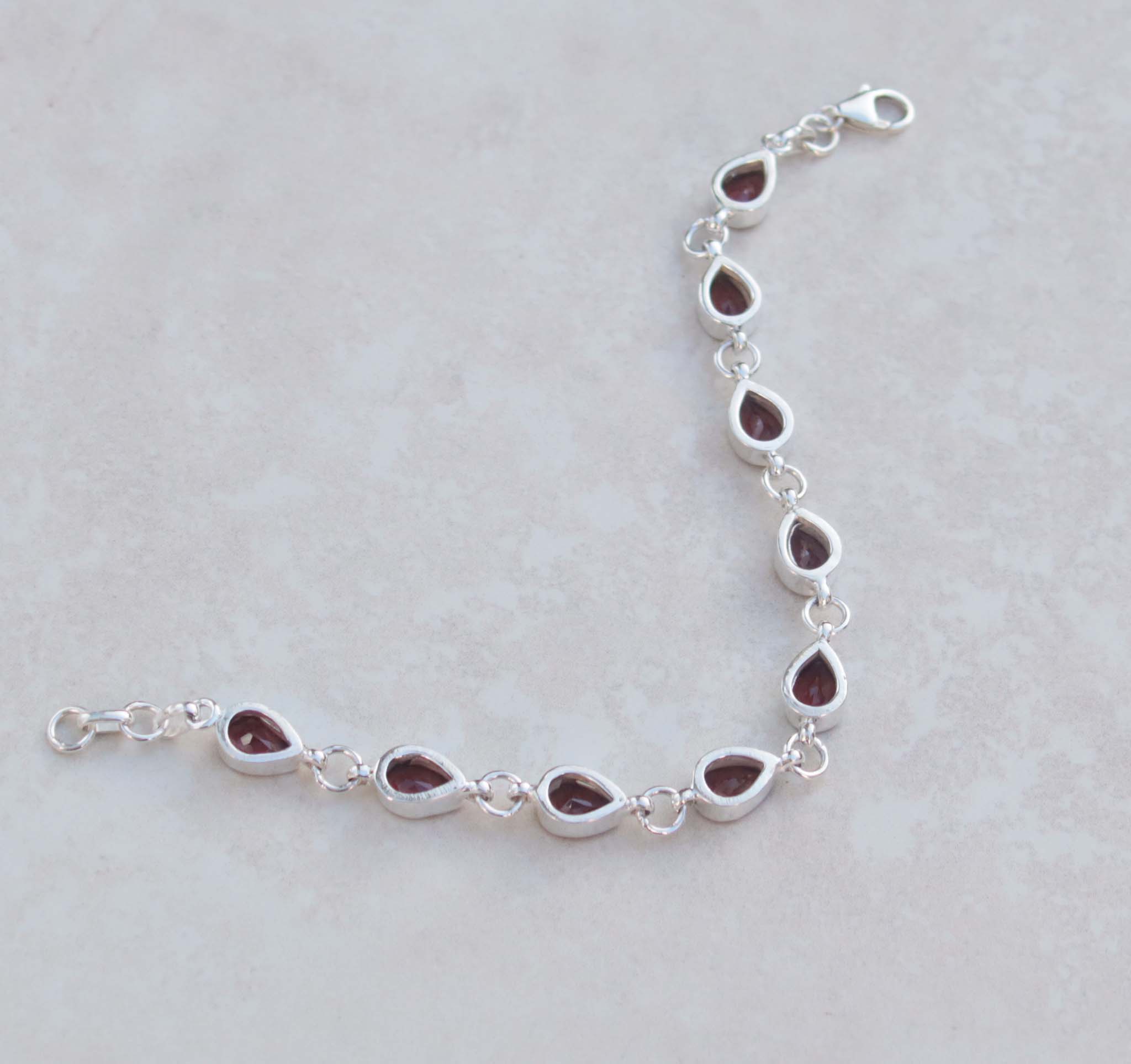 Silver Garnet Pears Bracelet
