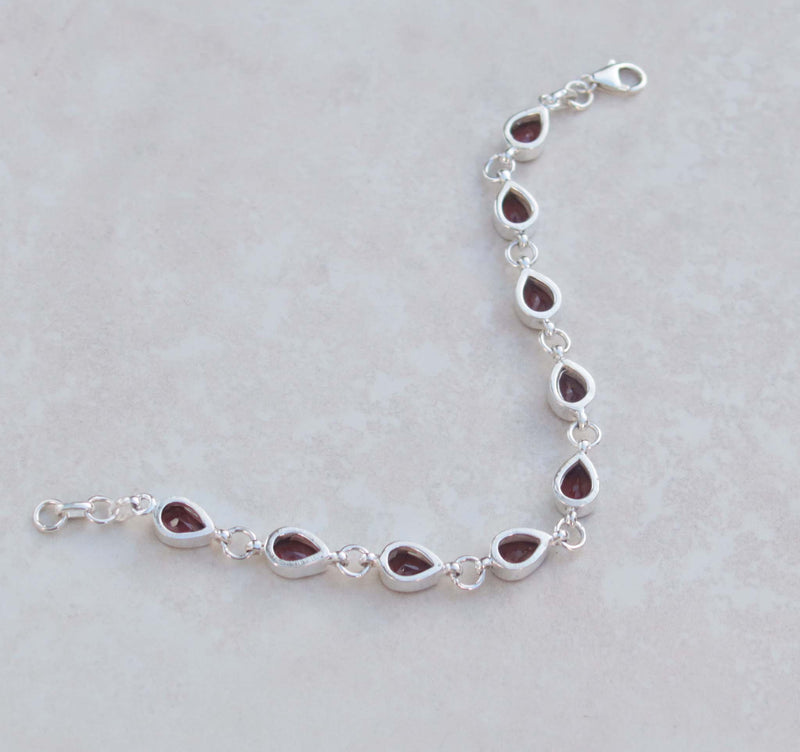 Silver Garnet Pears Bracelet