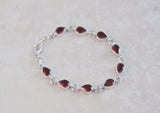 Silver Garnet Pears Bracelet
