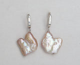Silver baroque pearl earrings