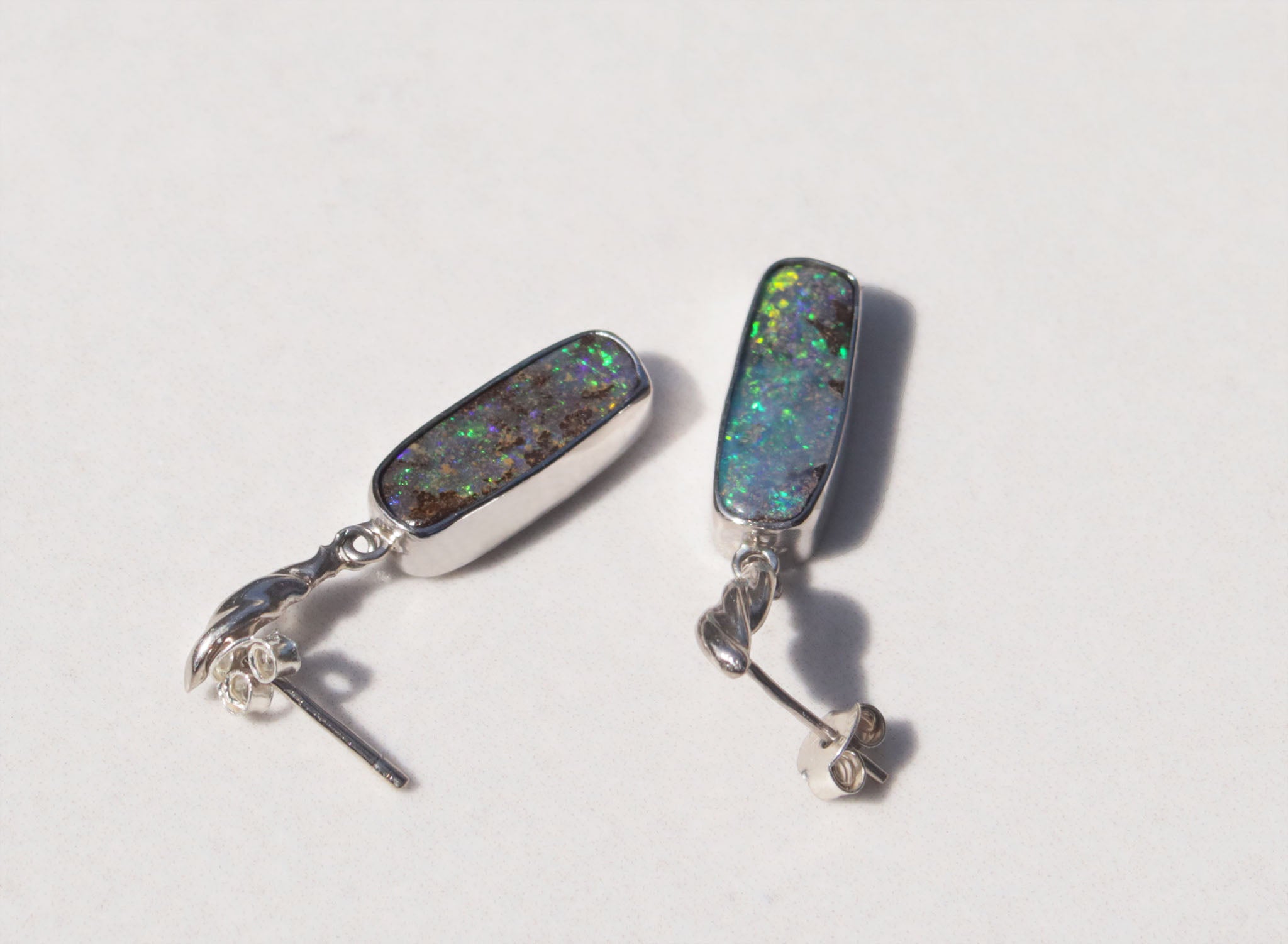 Silver Australian Boulder Opal drops