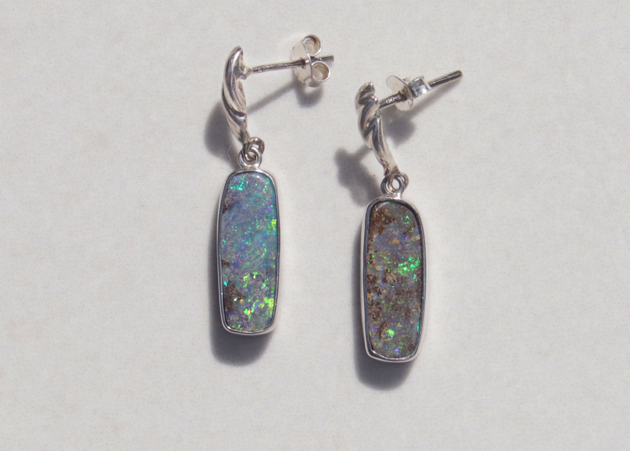Silver Australian Boulder Opal drops